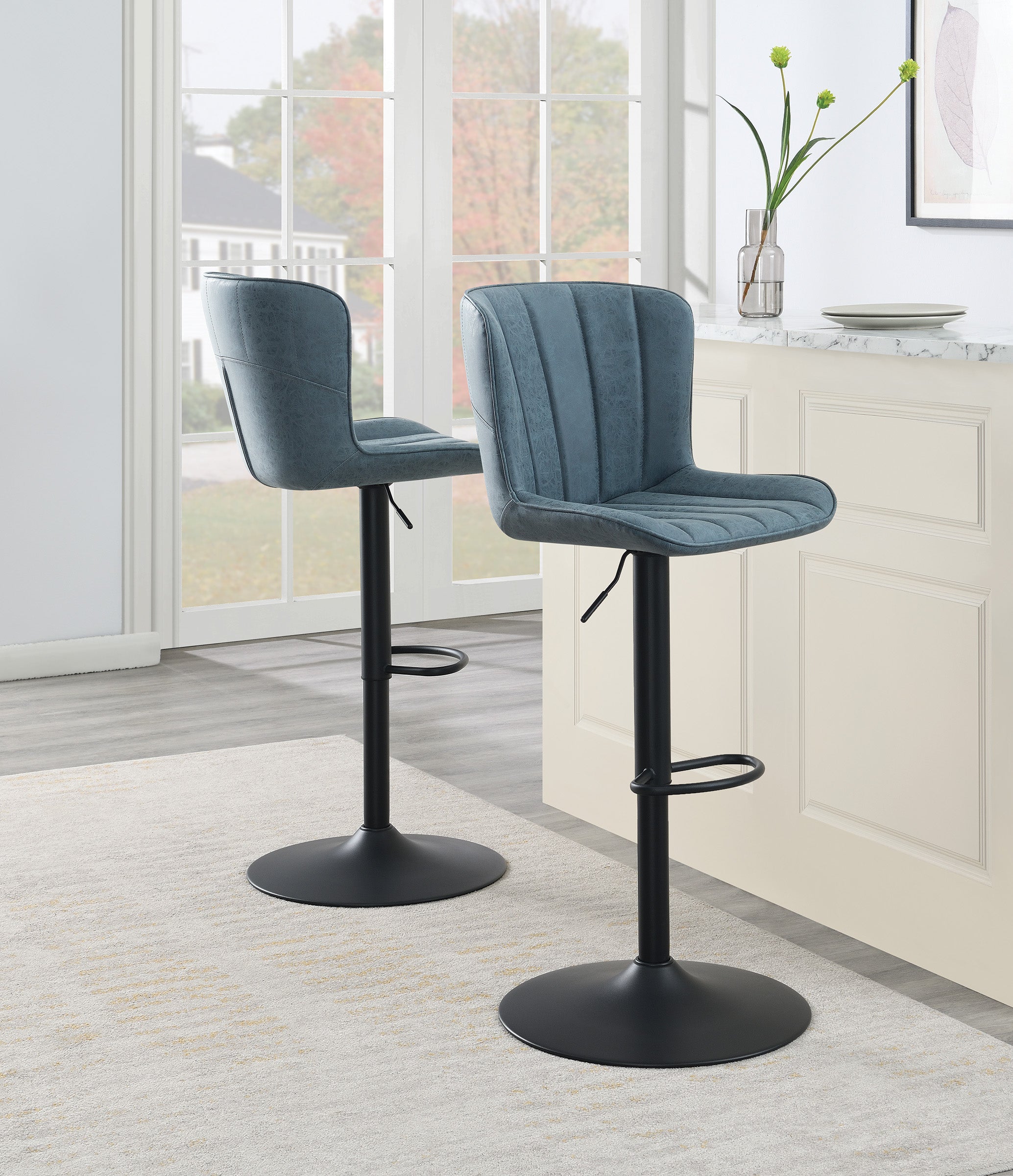 Kirkdale Height Adj Stool 2Pk - Navy