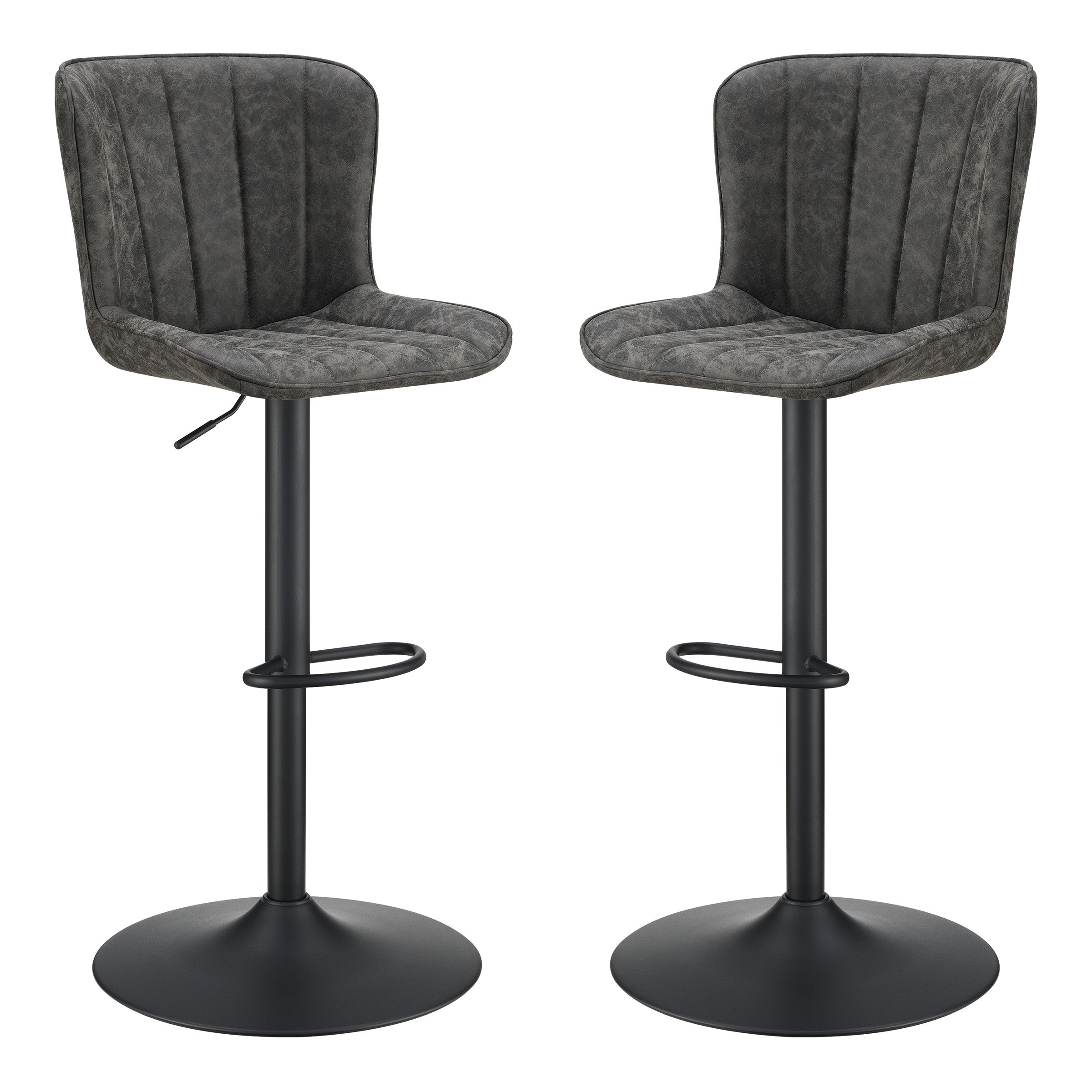 Kirkdale Height Adj Stool 2Pk - Charcoal
