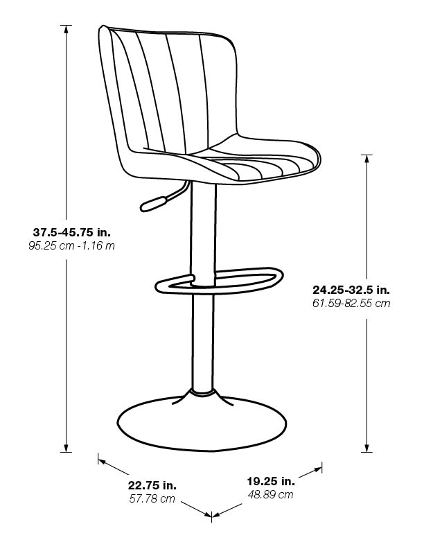 Kirkdale Height Adj Stool 2Pk - Charcoal
