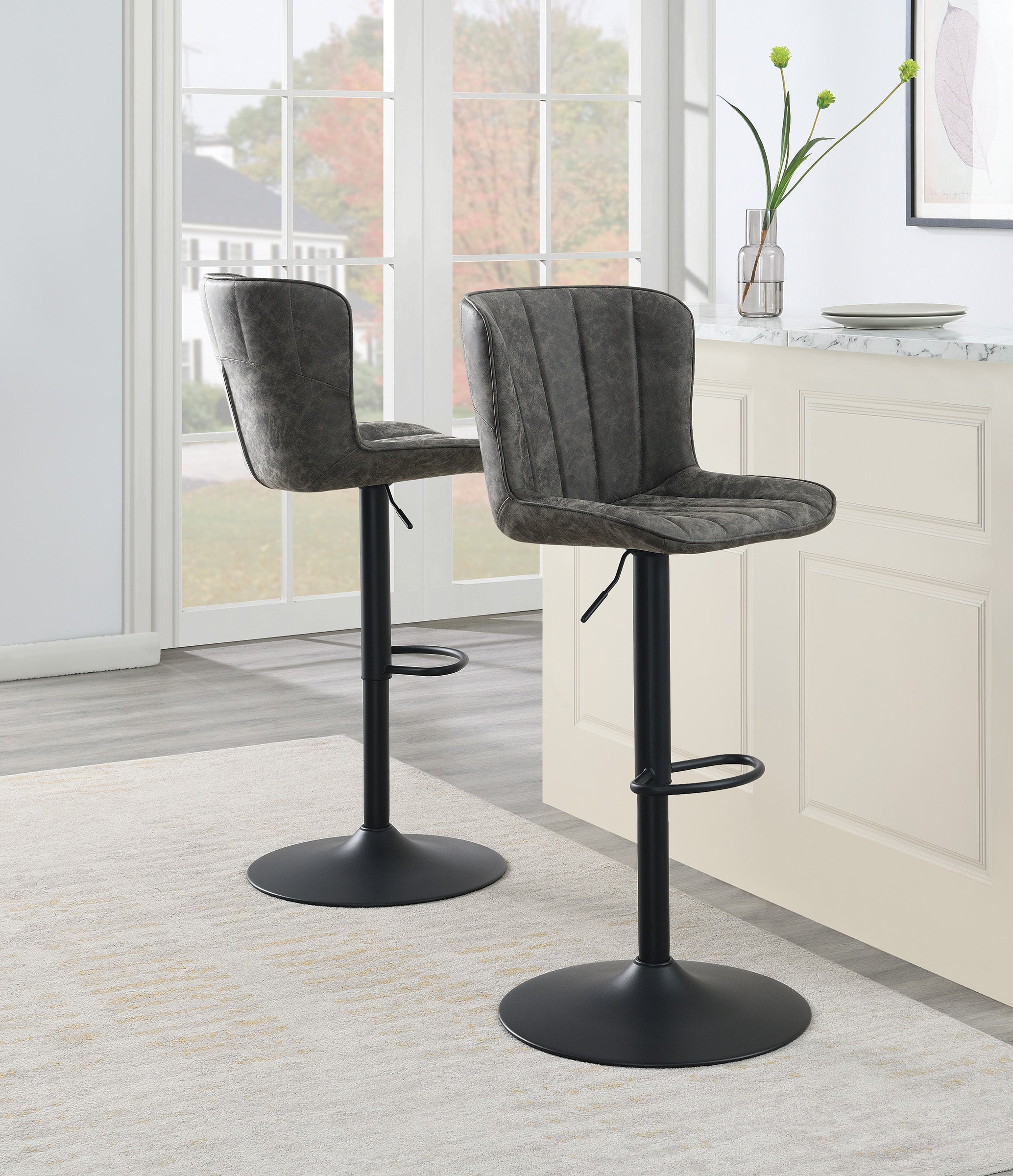 Kirkdale Height Adj Stool 2Pk - Charcoal