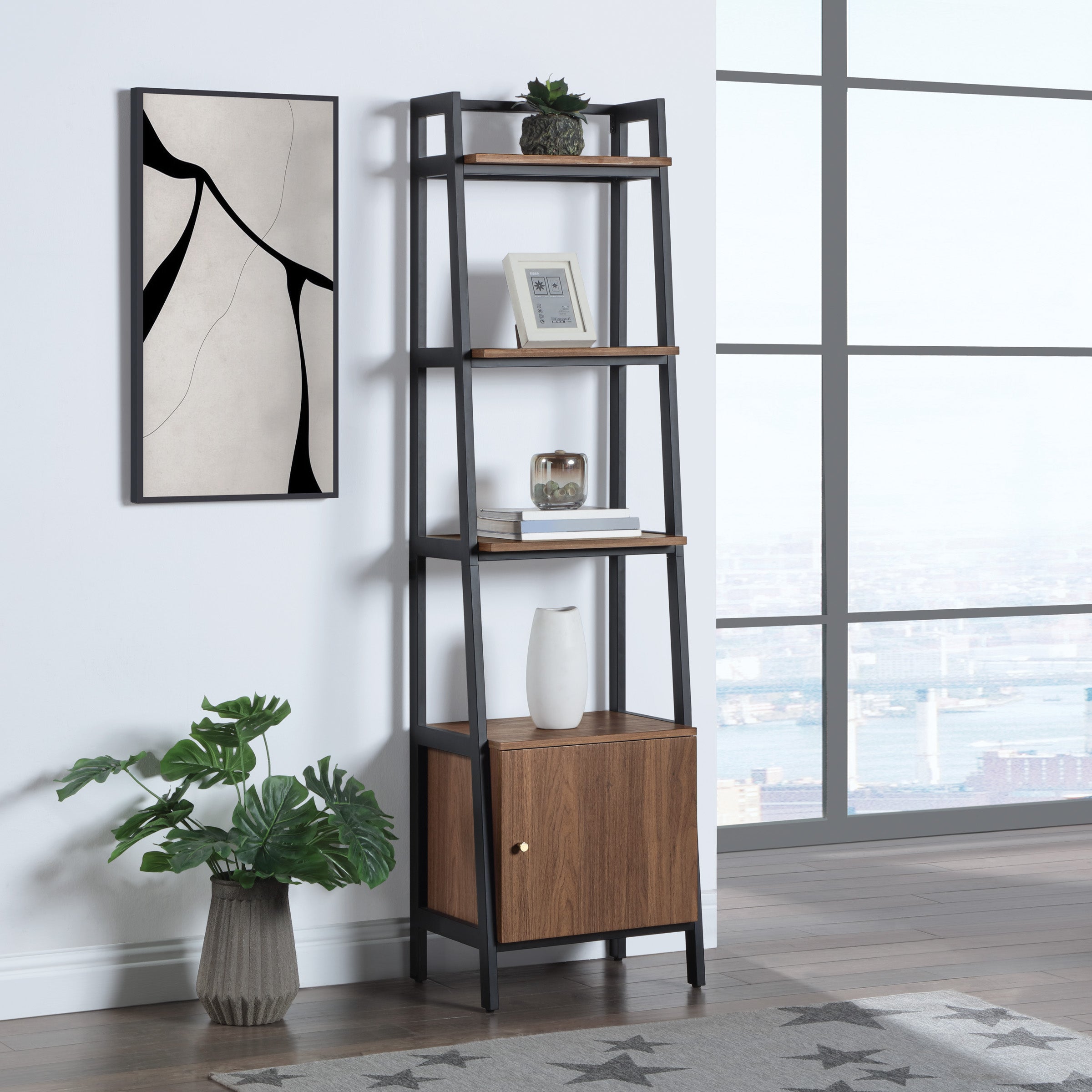 Lancaster 72" Ladder Bookcase - Majestic Walnut