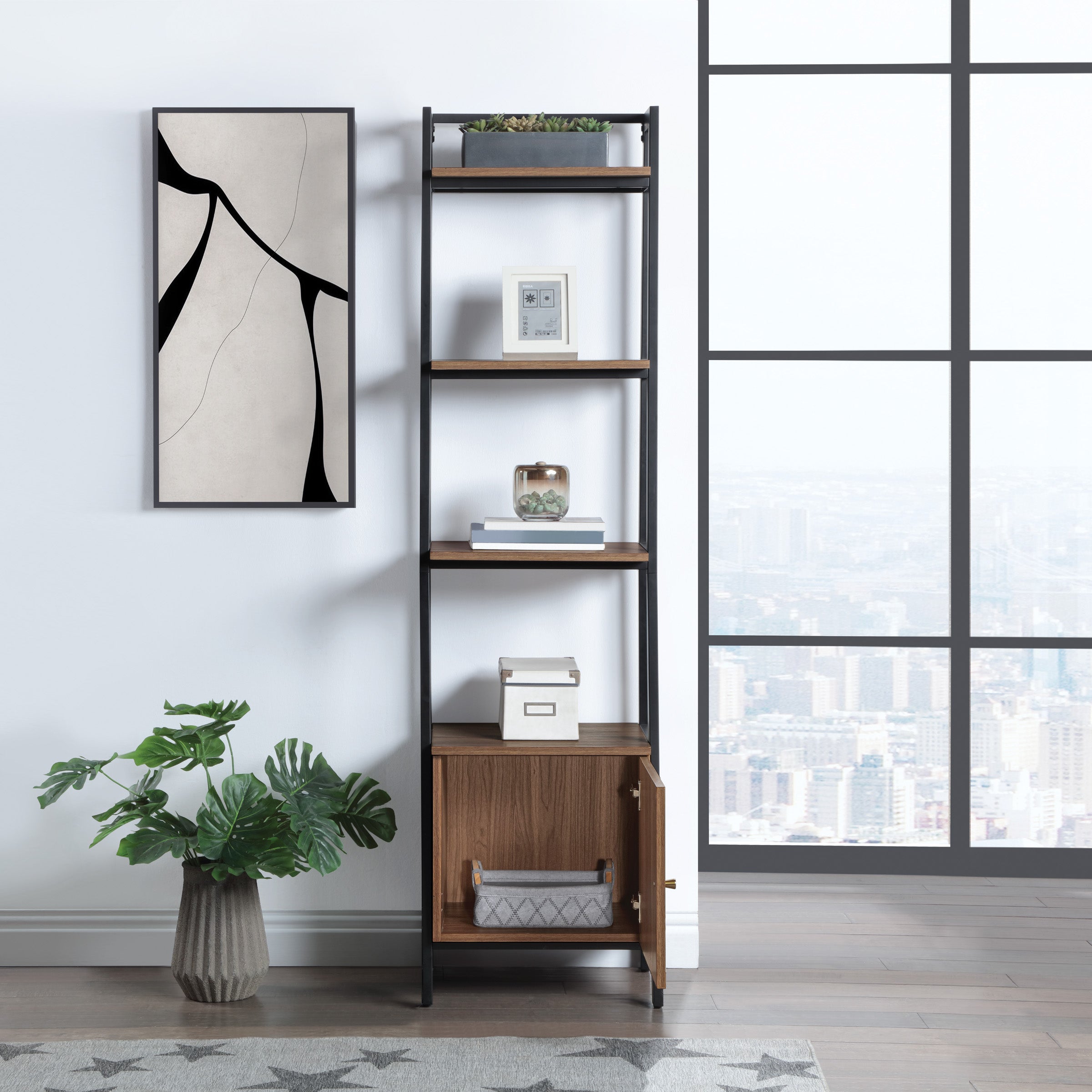 Lancaster 72" Ladder Bookcase - Majestic Walnut