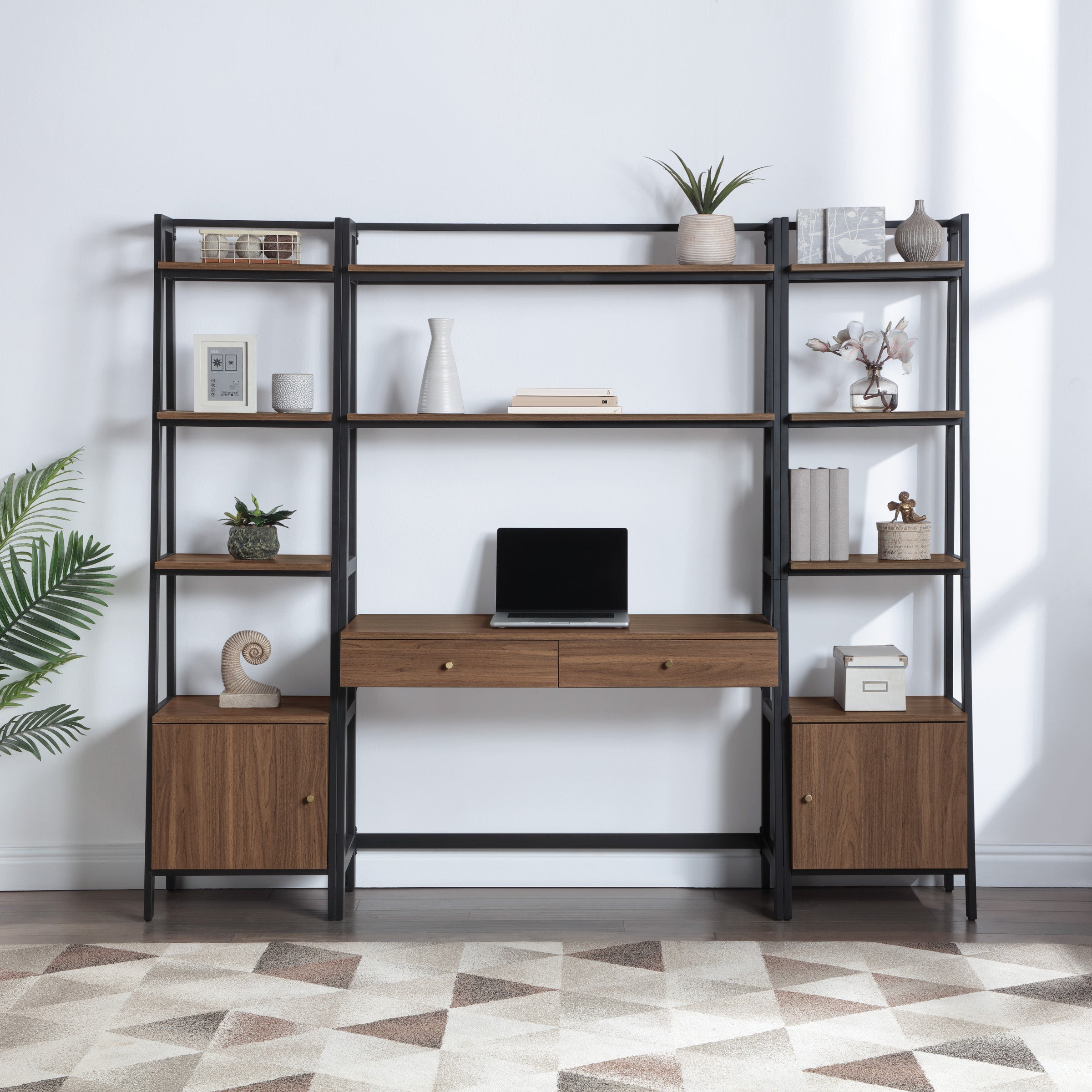 Lancaster Desk and Bookcase Kit - Majestic Walnut