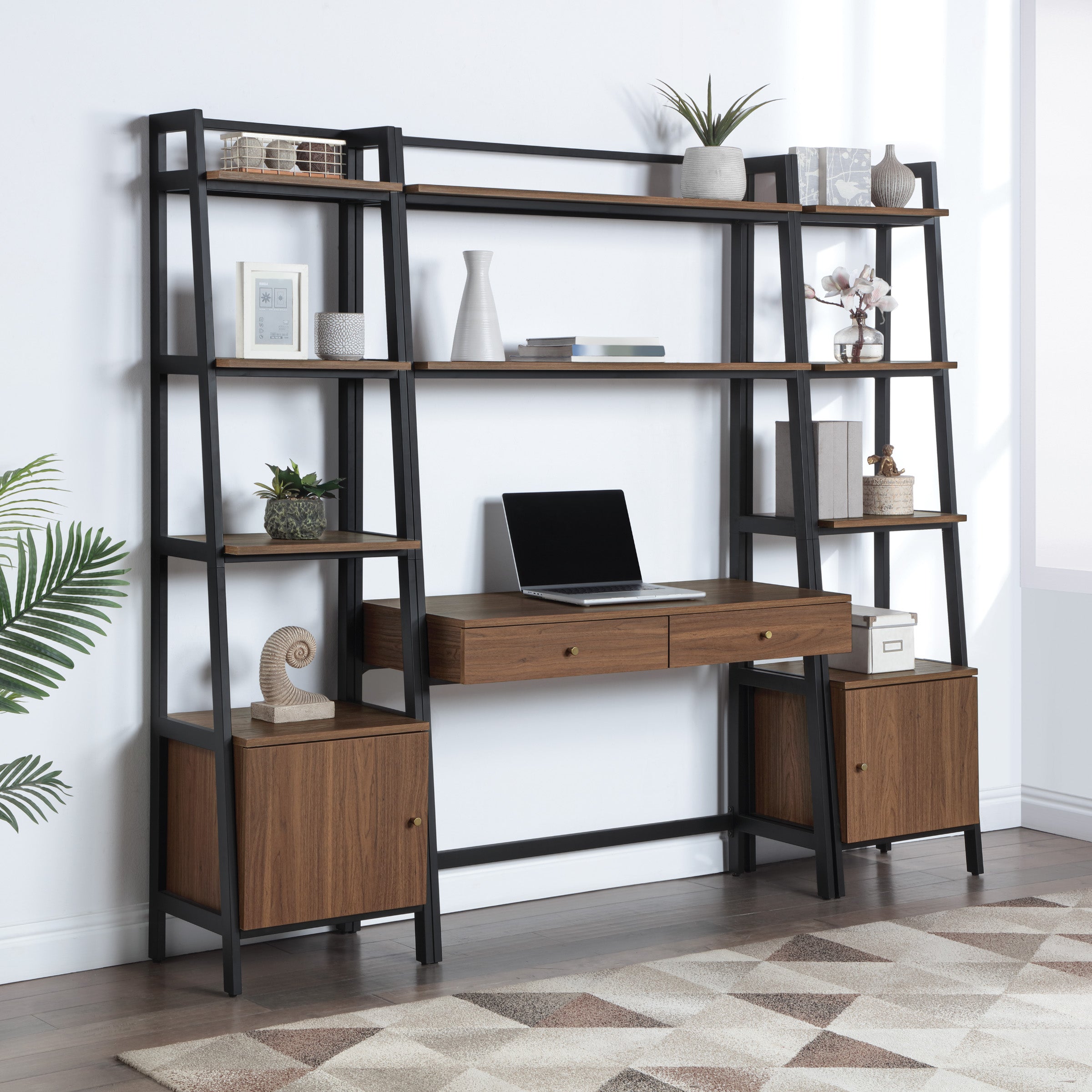 Lancaster Desk and Bookcase Kit - Majestic Walnut
