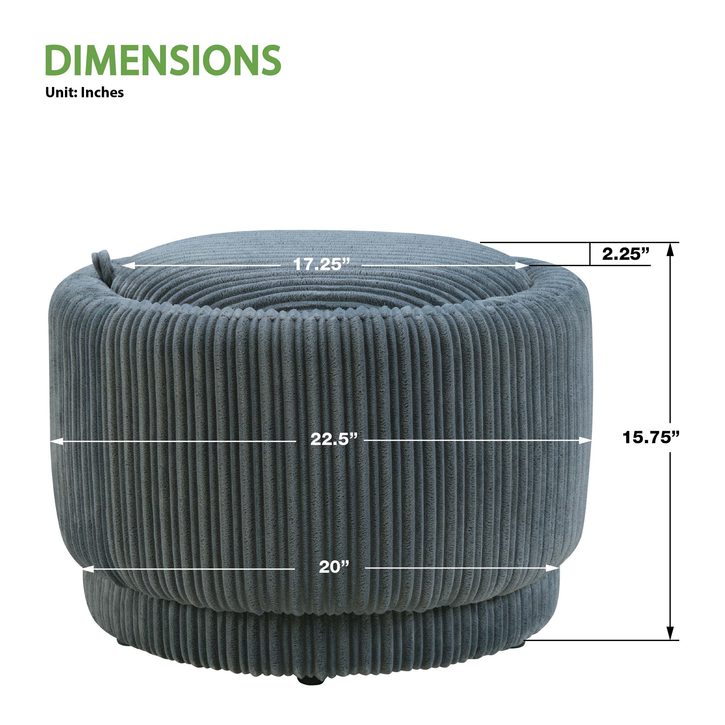 Lanyard Storage Ottoman - Slate Cord