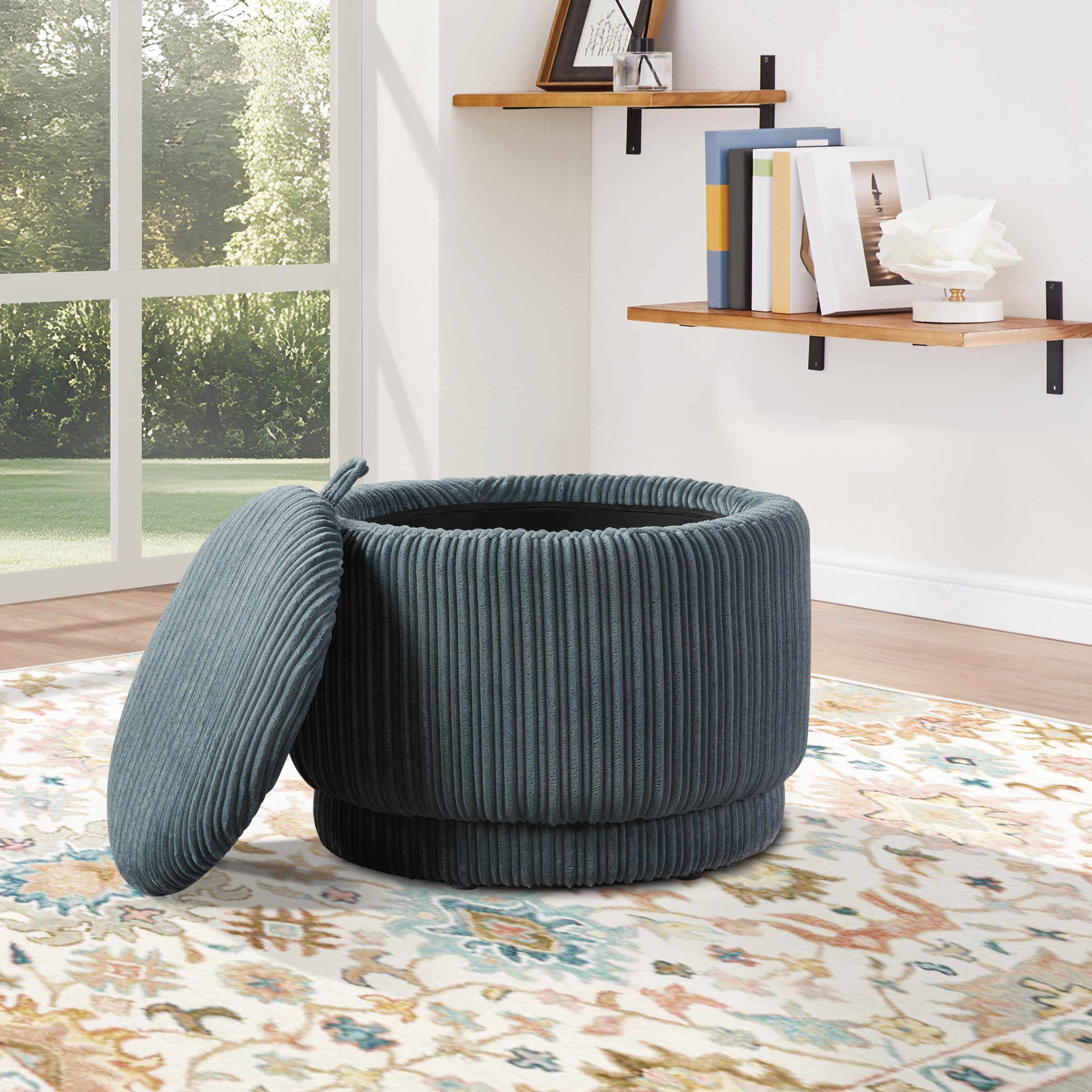 Lanyard Storage Ottoman - Slate Cord