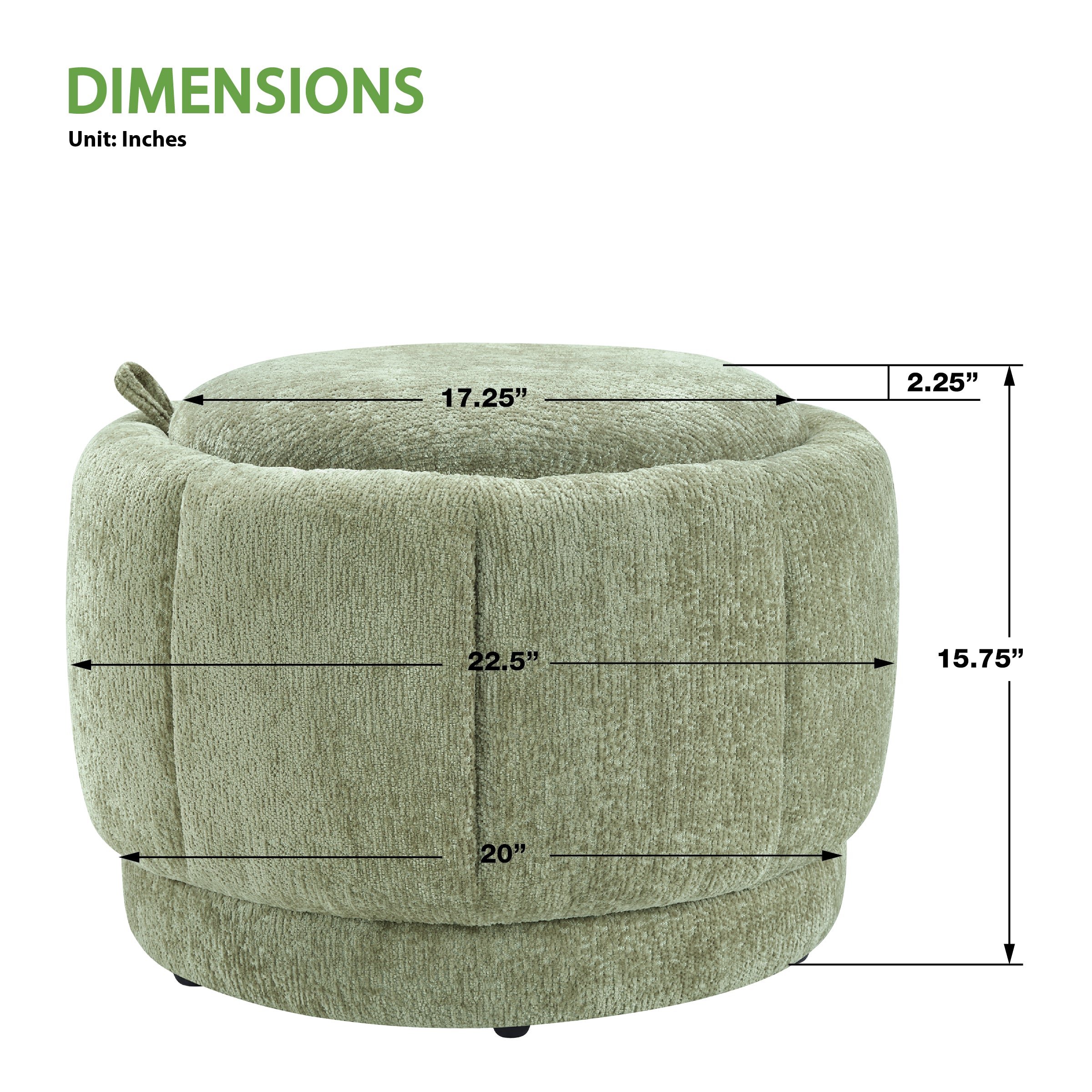 Lanyard Storage Ottoman - Spring Green