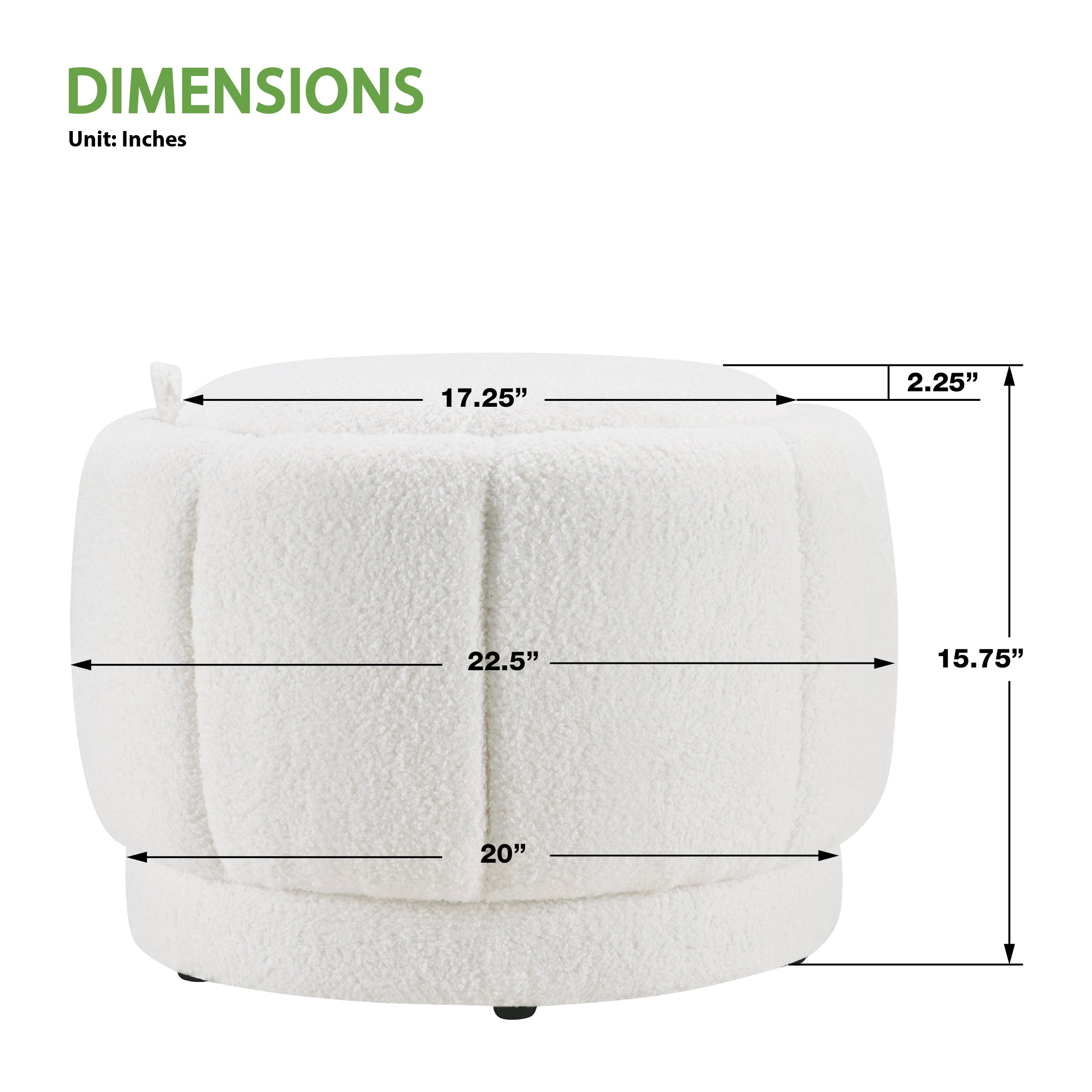 Lanyard Storage Ottoman - Ivory Sherpa