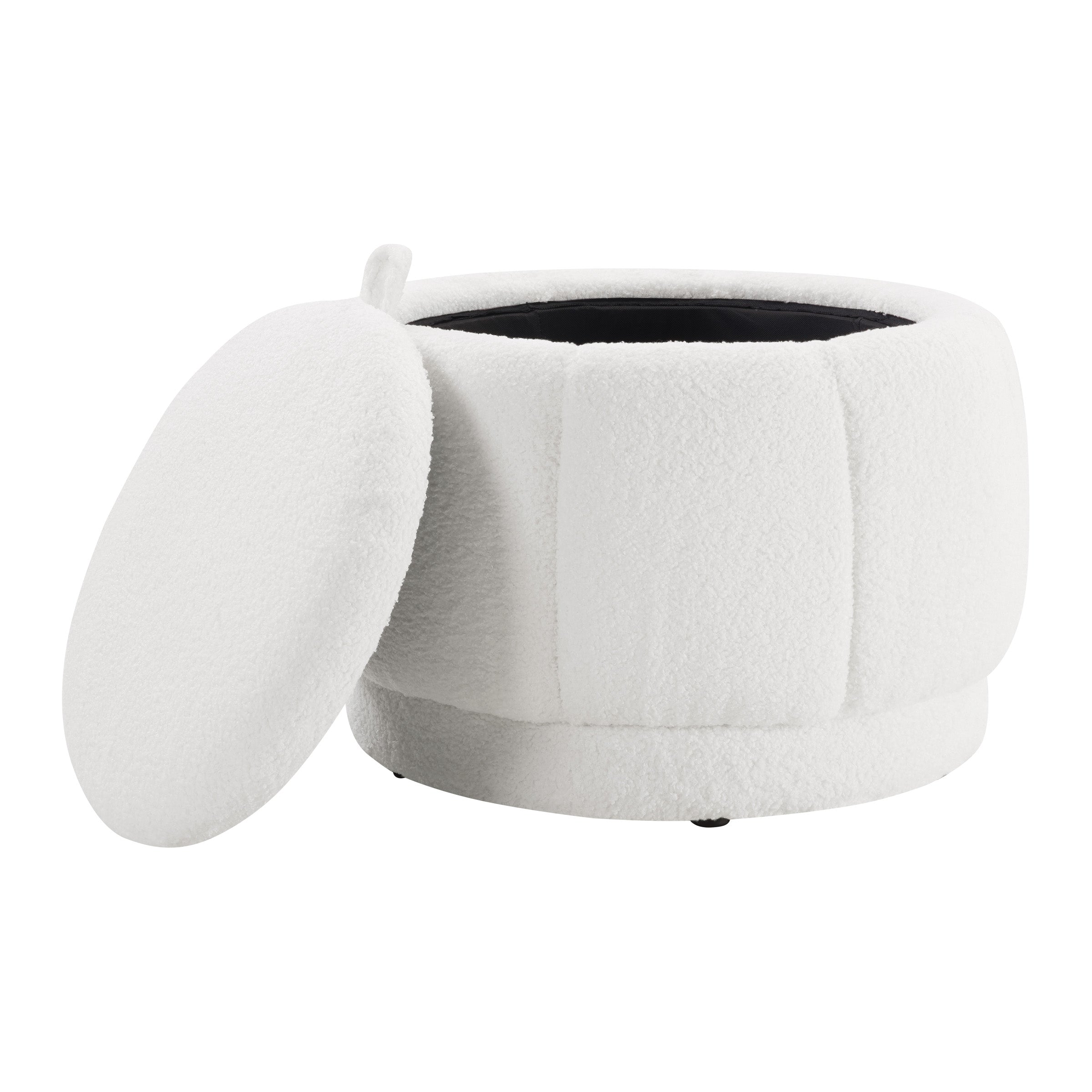 Lanyard Storage Ottoman - Ivory Sherpa