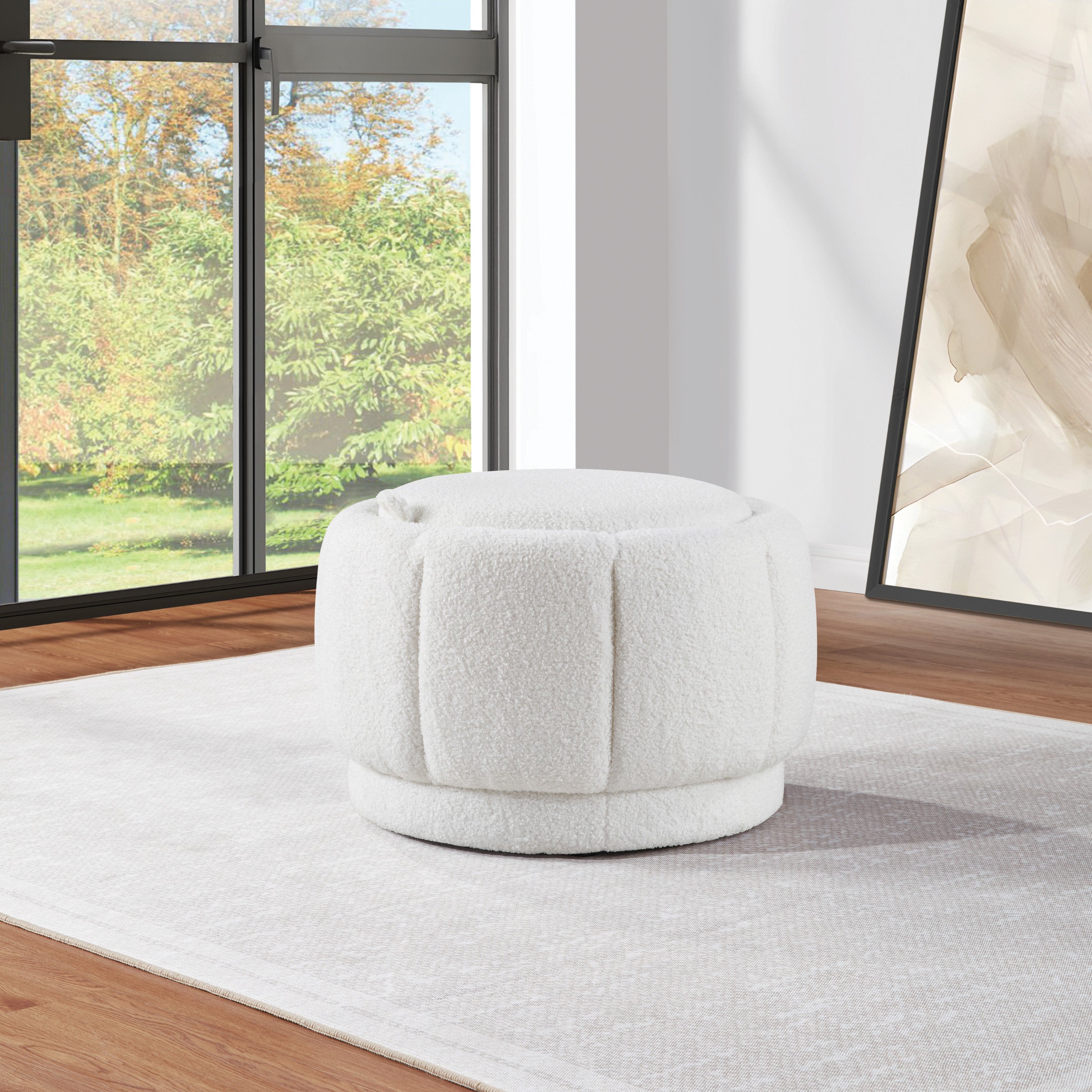 Lanyard Storage Ottoman - Ivory Sherpa