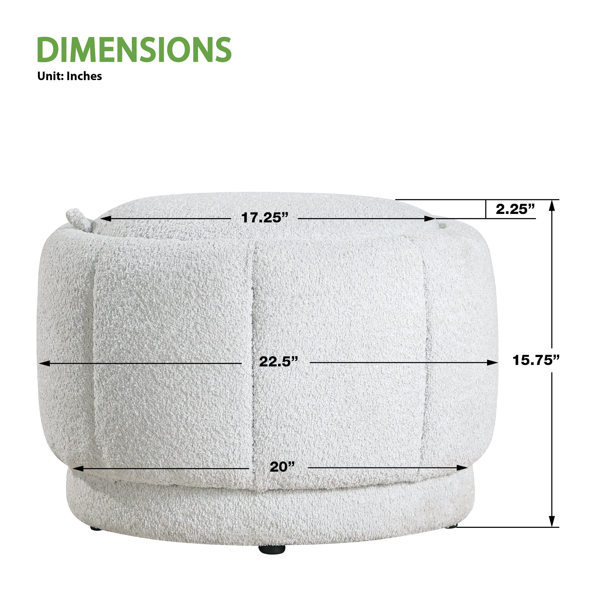Lanyard Storage Ottoman - Sherpa Parchment