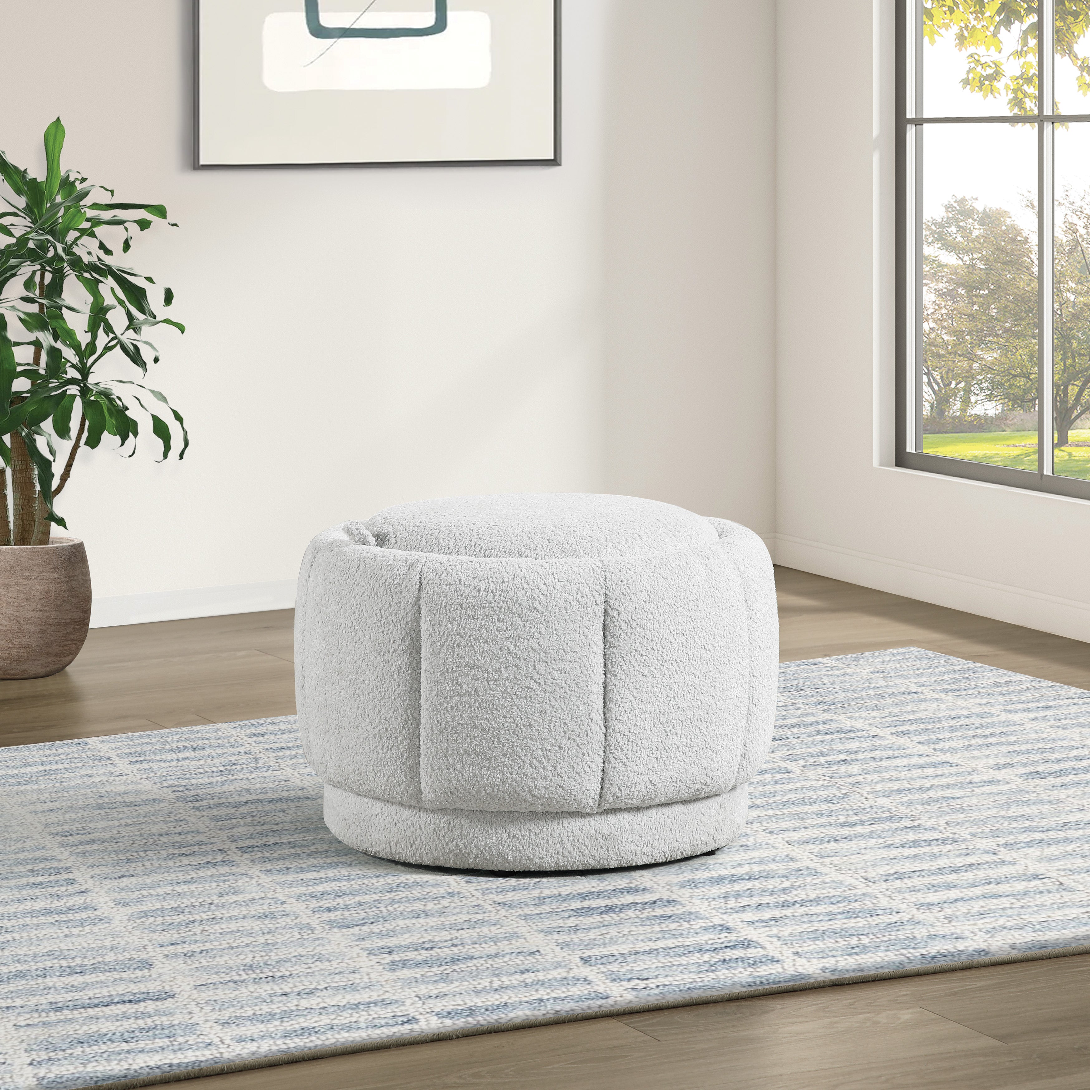 Lanyard Storage Ottoman - Sherpa Parchment