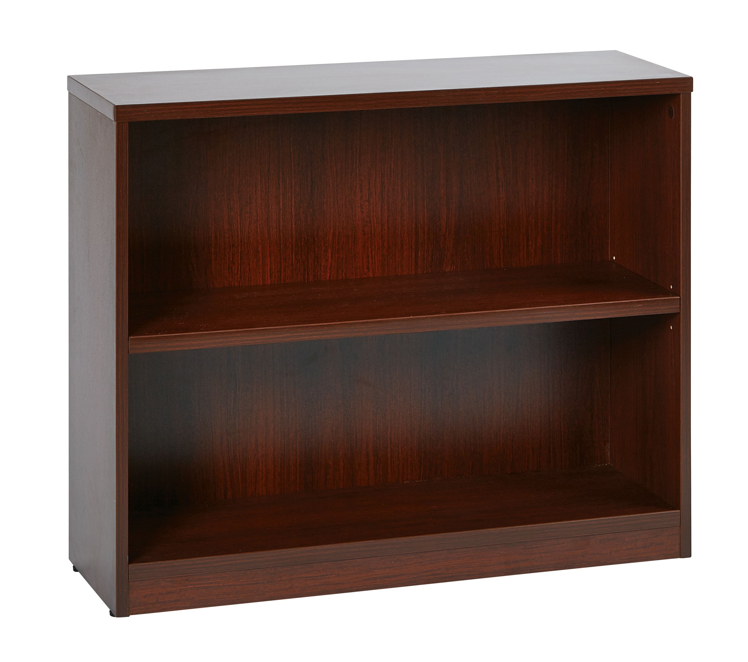 36Wx12Dx30H 2-Shelf Bookcase with 1" Thick Shelves - Mahogany