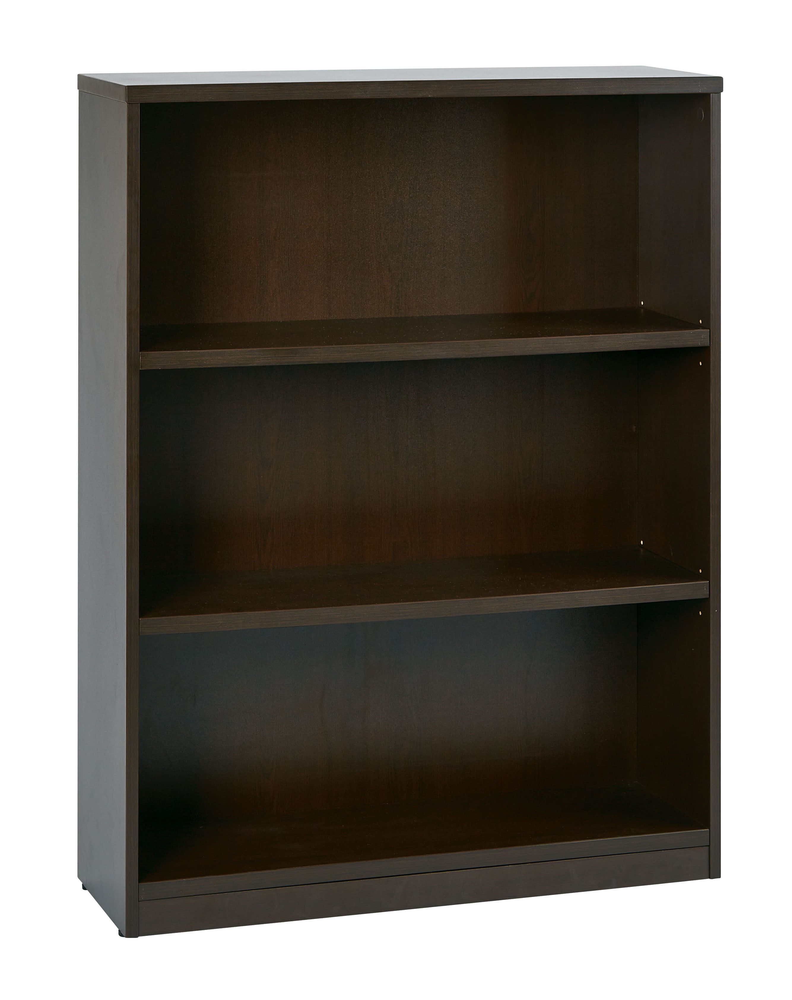 36Wx12Dx48H 3-Shelf Bookcase with 1" Thick Shelves - - Espresso
