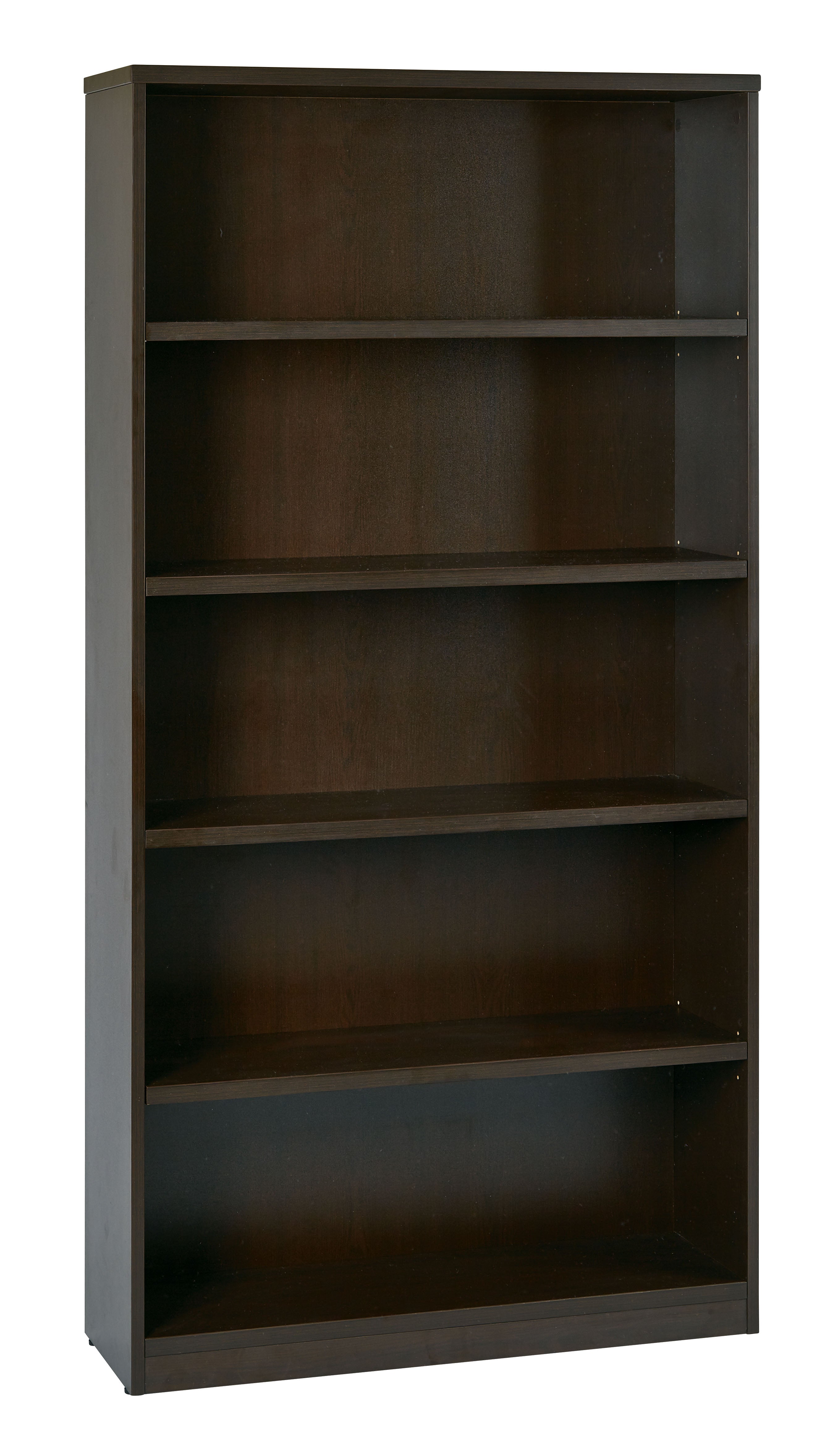 36Wx12Dx72H 5-Shelf Bookcase with 1" Thick Shelves - - Espresso
