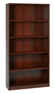 36Wx12Dx72H 5-Shelf Bookcase with 1" Thick Shelves - - Mahogany