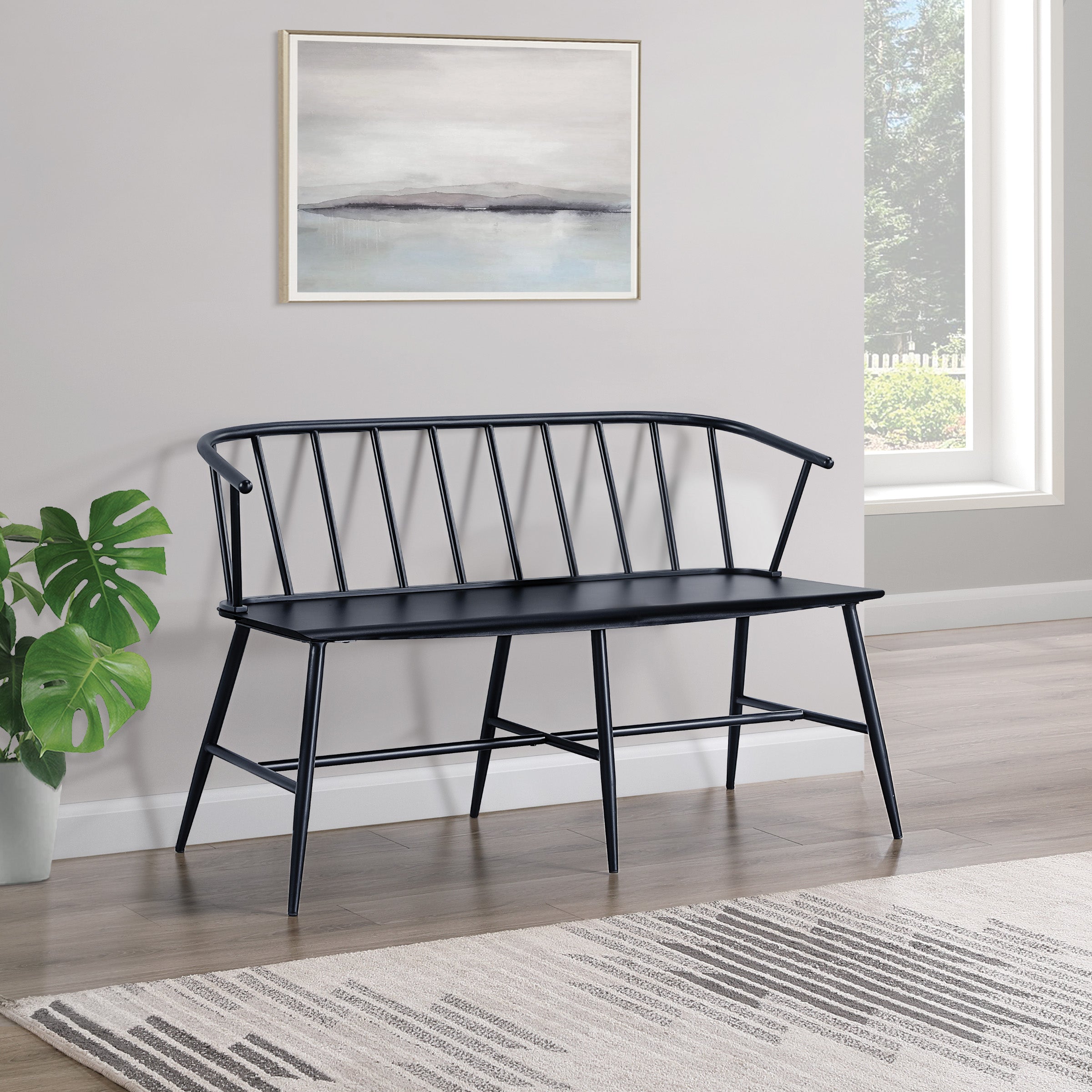 Lincoln All Metal Bench - Black
