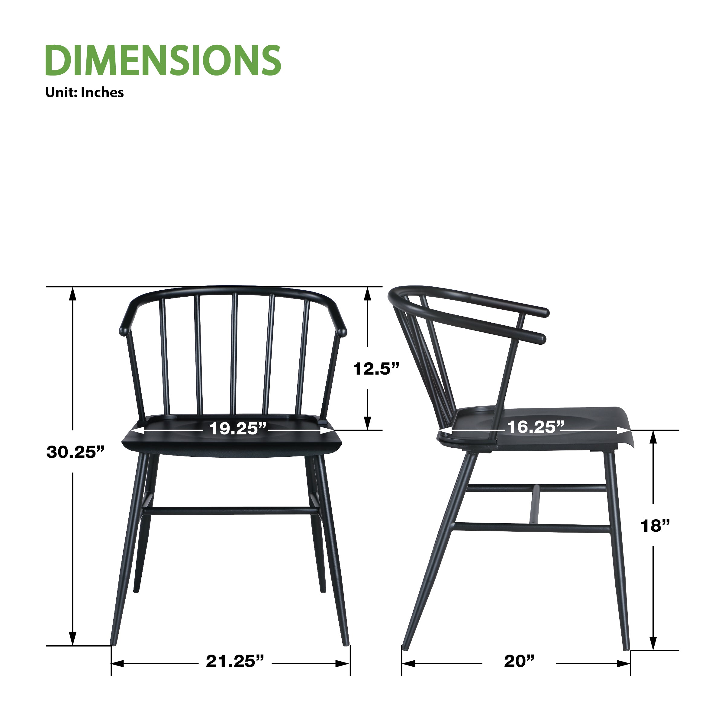Lincoln All Metal Chair - Black