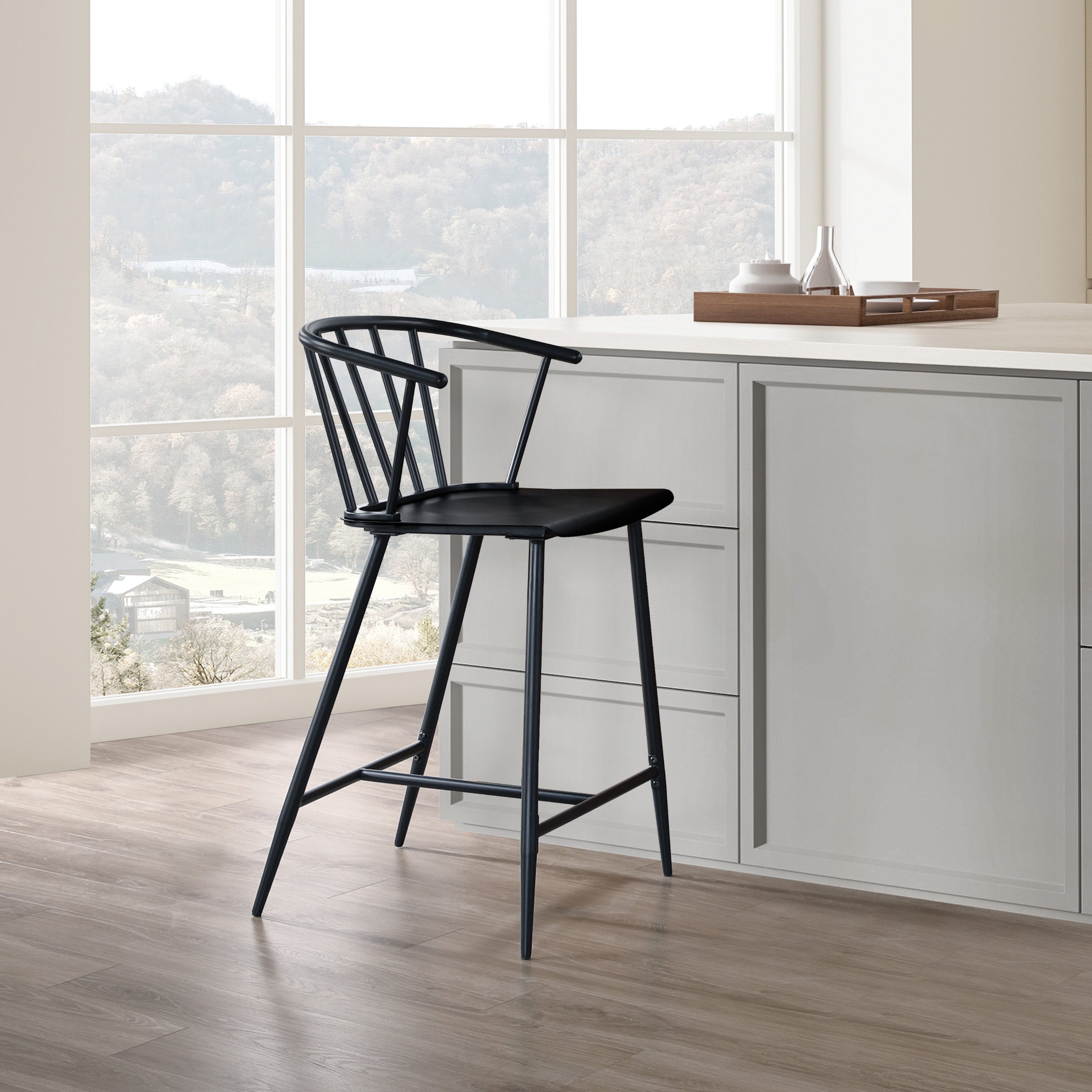 Lincoln All Metal Counter Stool - Black