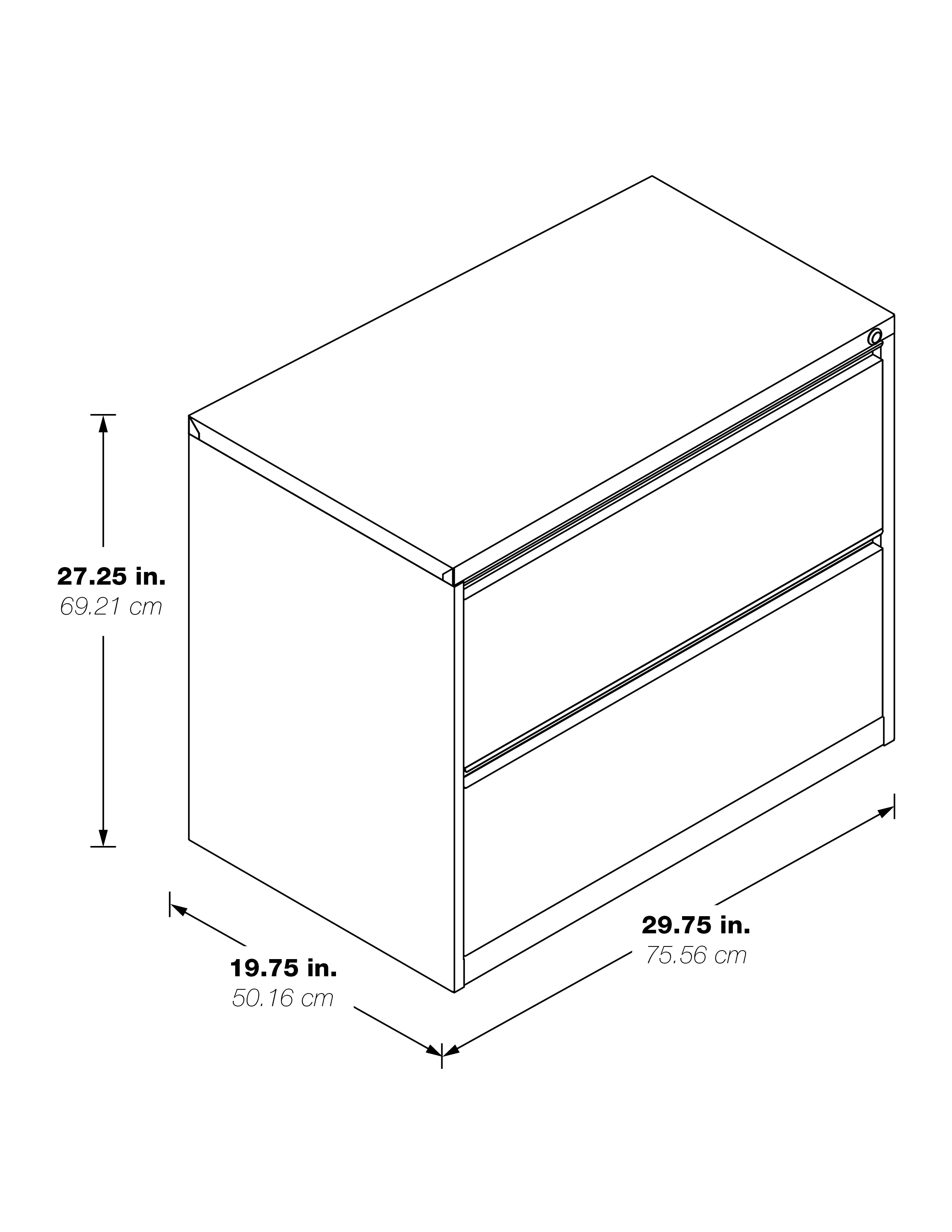 30" Wide 2 Drawer Lateral File - White