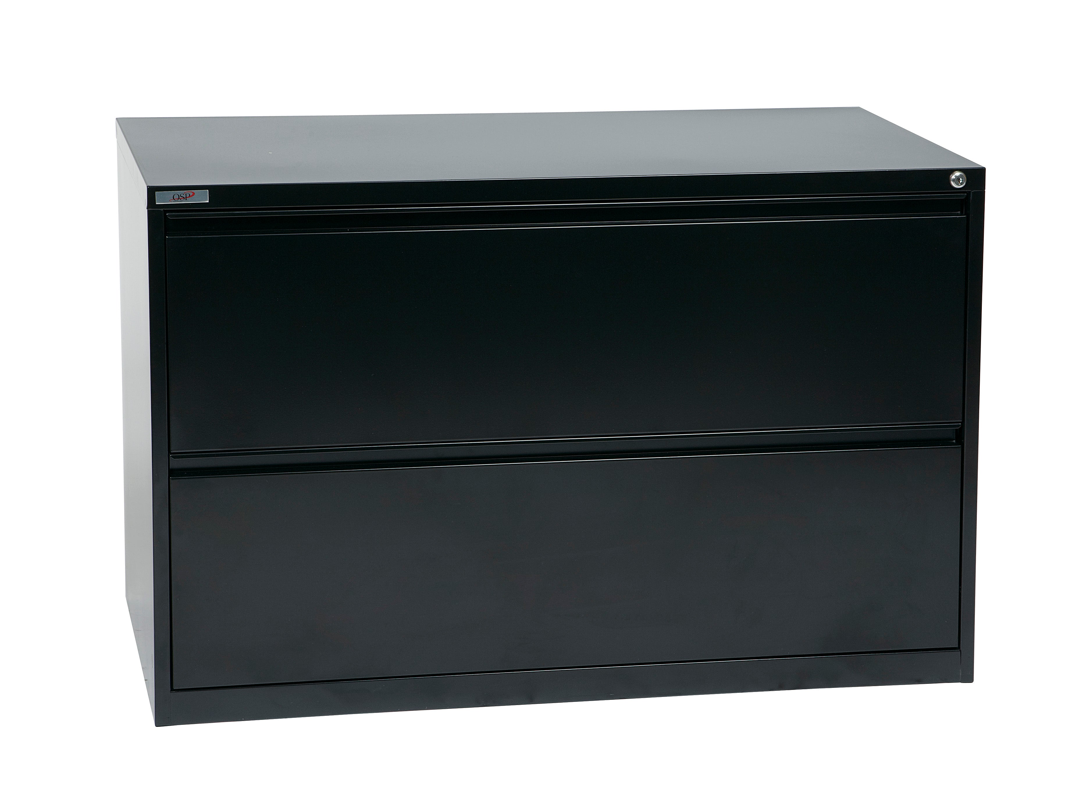 42" Wide 2 Drawer Lateral File With Core-Removeable Lock & Adjustable Glides - Black