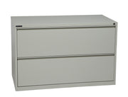 42" Wide 2 Drawer Lateral File With Core-Removeable Lock & Adjustable Glides - Light Grey