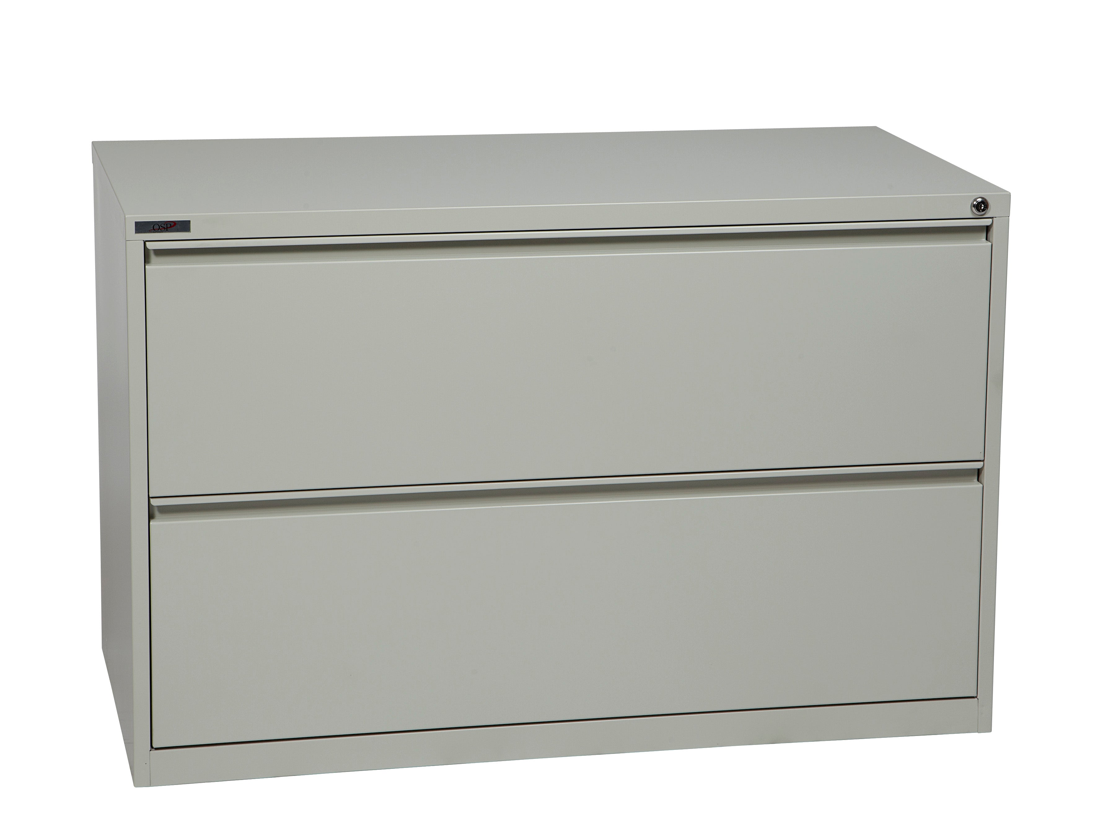 42" Wide 2 Drawer Lateral File With Core-Removeable Lock & Adjustable Glides - Light Grey