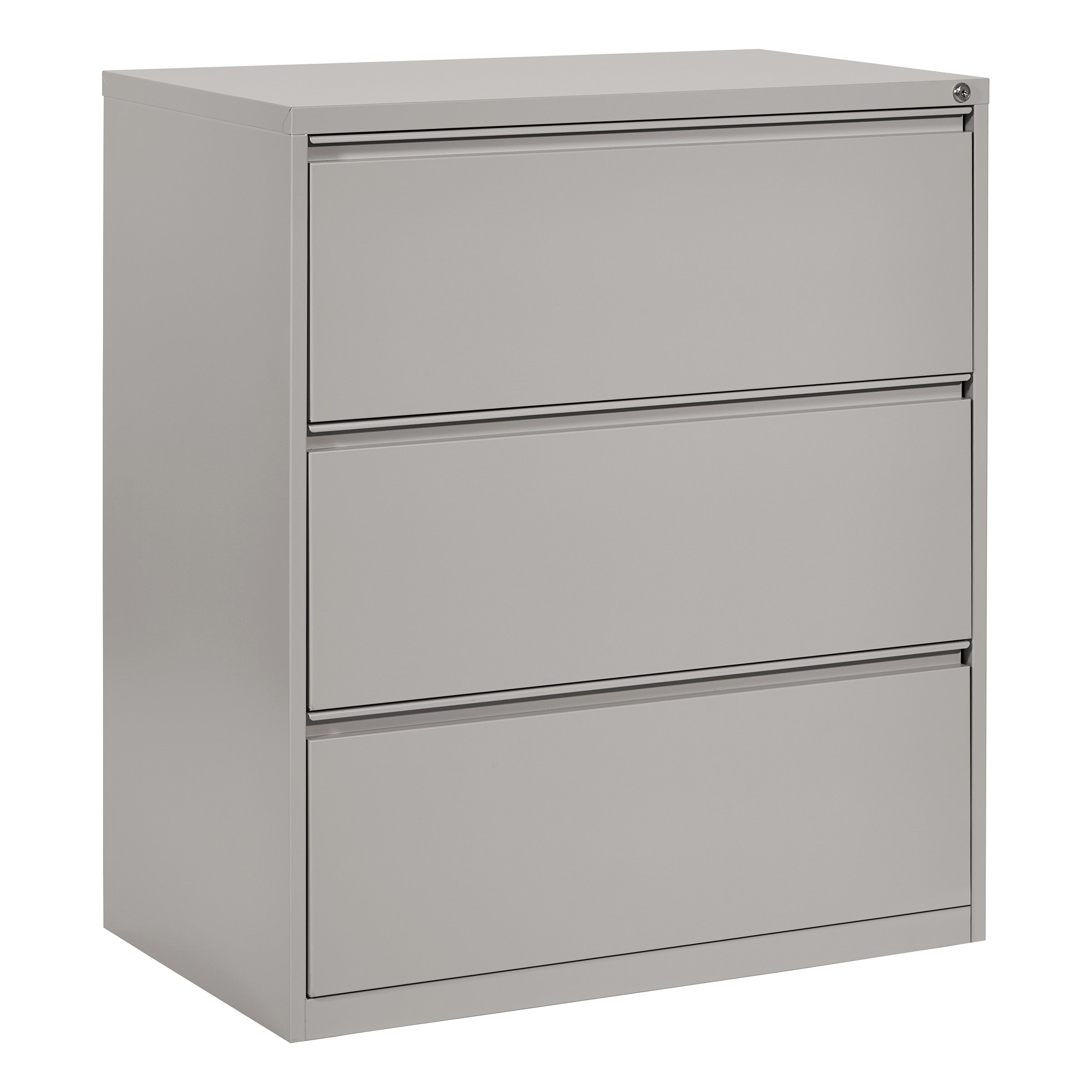 36" Wide 3 Drawer Lateral File With Core-Removeable Lock & Adjustable Glides - Innertone Light