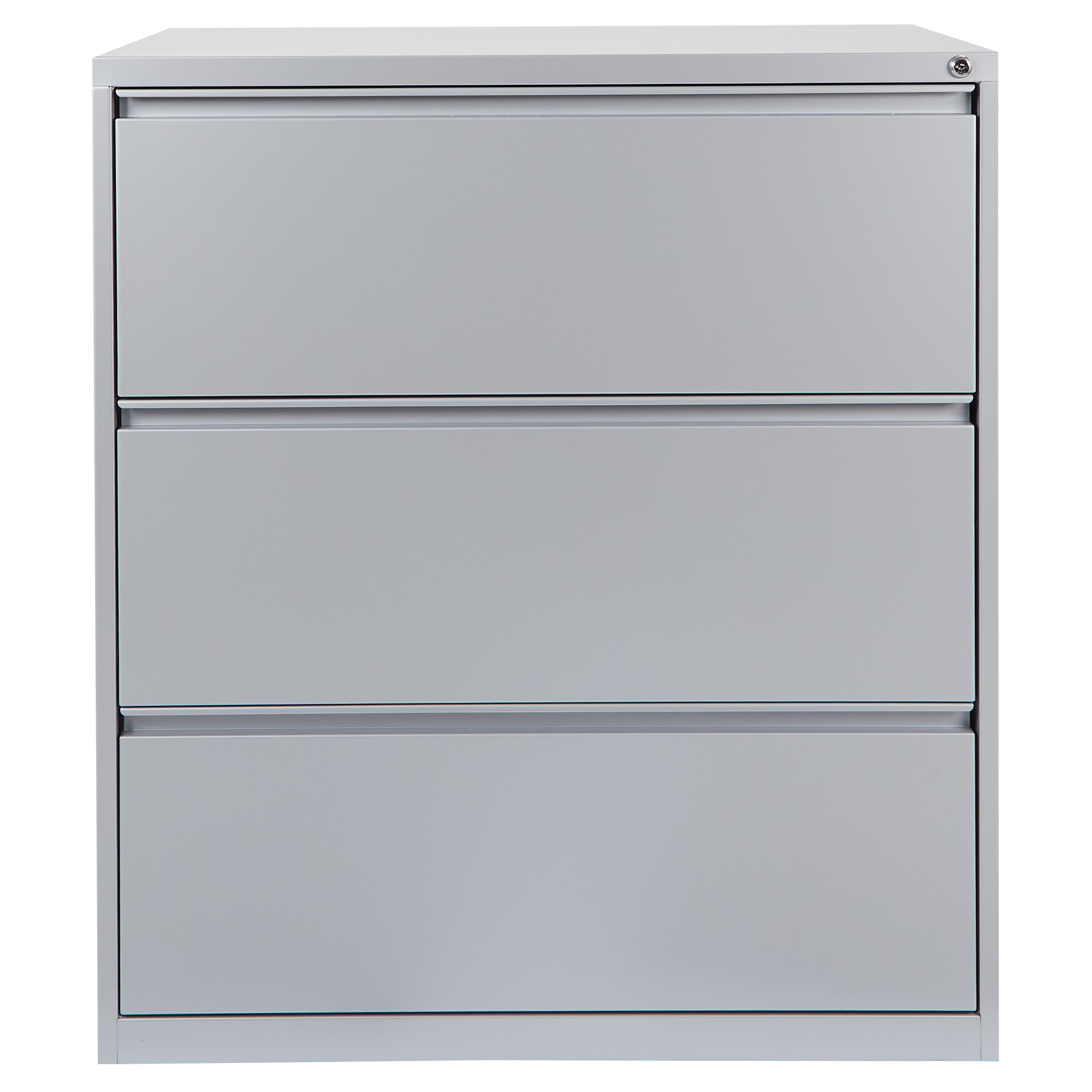 36" Wide 3 Drawer Lateral File With Core-Removeable Lock & Adjustable Glides - Silver