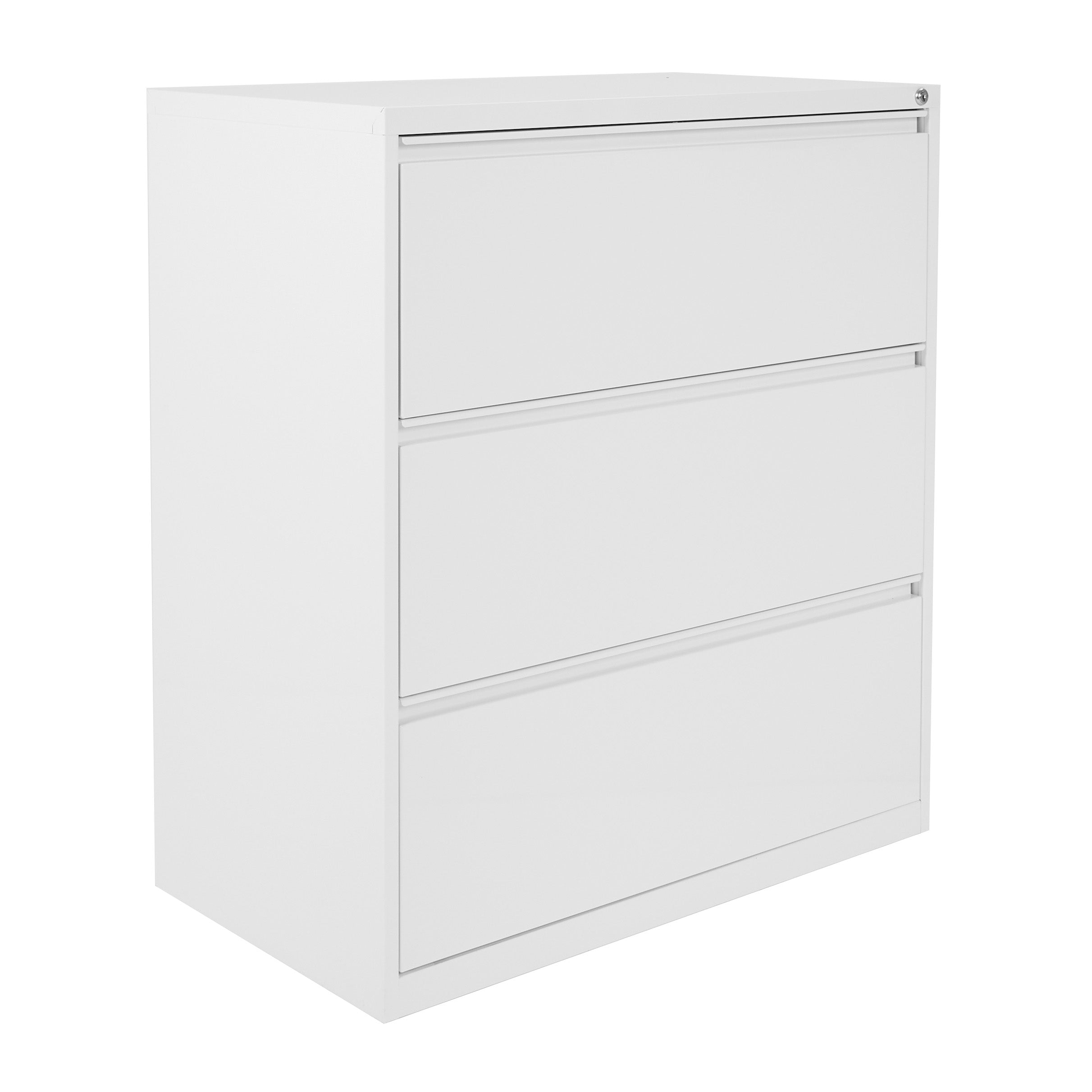 36" Wide 3 Drawer Lateral File With Core-Removeable Lock & Adjustable Glides - White