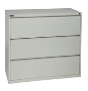 42" Wide 3 Drawer Lateral File With Core-Removeable Lock & Adjustable Glides - Light Grey