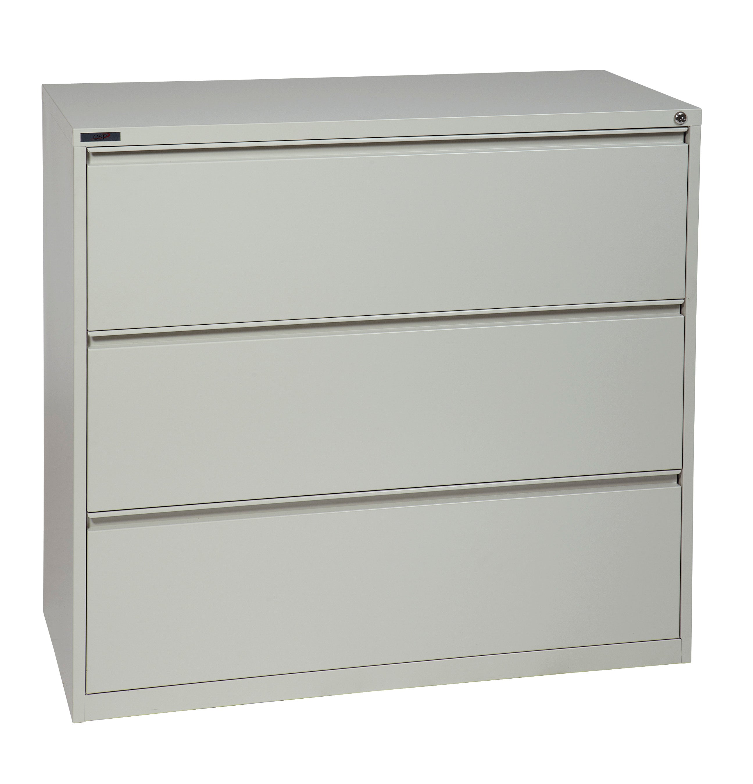 42" Wide 3 Drawer Lateral File With Core-Removeable Lock & Adjustable Glides - Light Grey