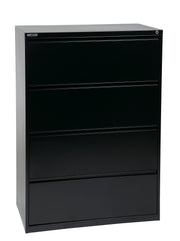 36" Wide 4 Drawer Lateral File With Core-Removeable Lock & Adjustable Glides - Black