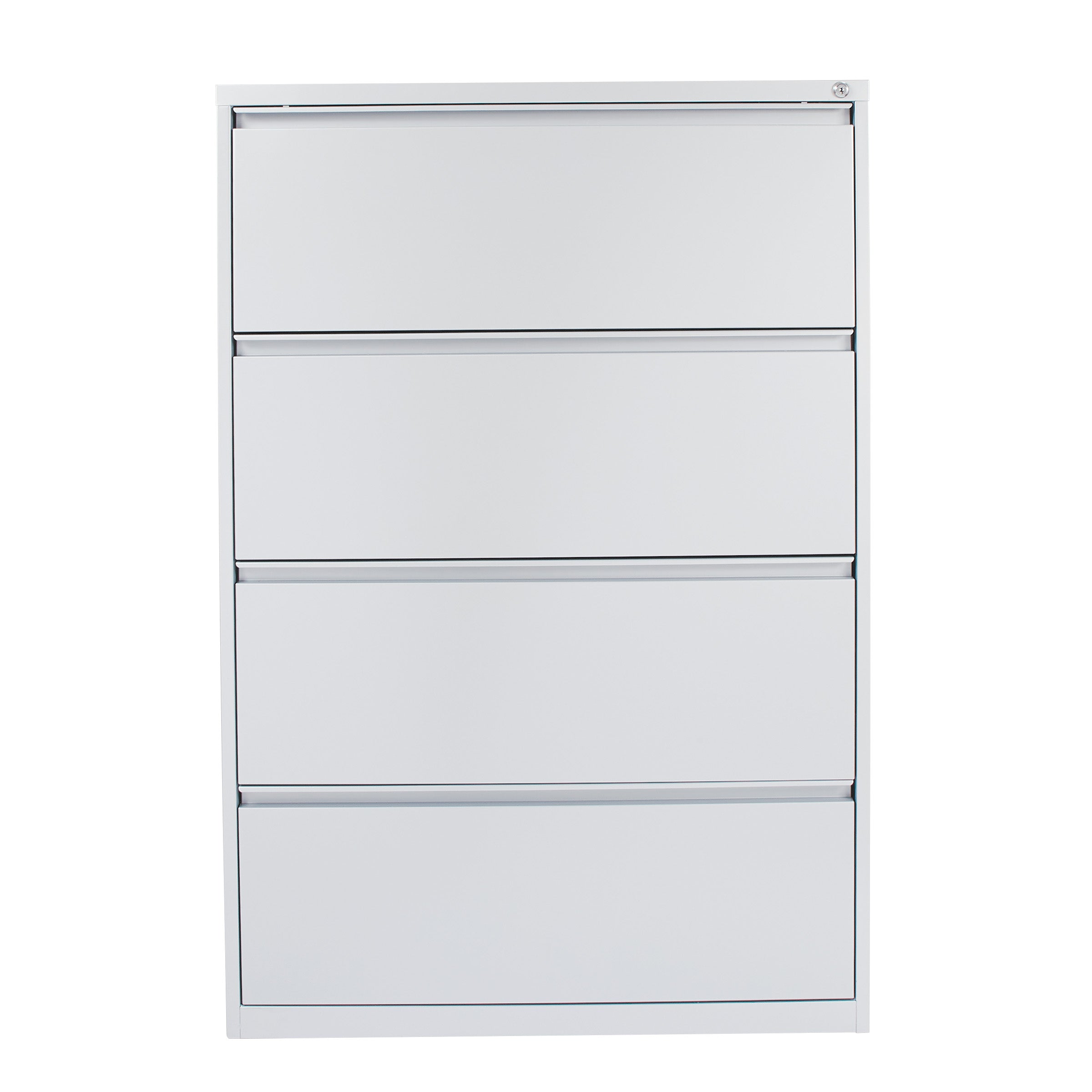 36" Wide 4 Drawer Lateral File With Core-Removeable Lock & Adjustable Glides - Silver