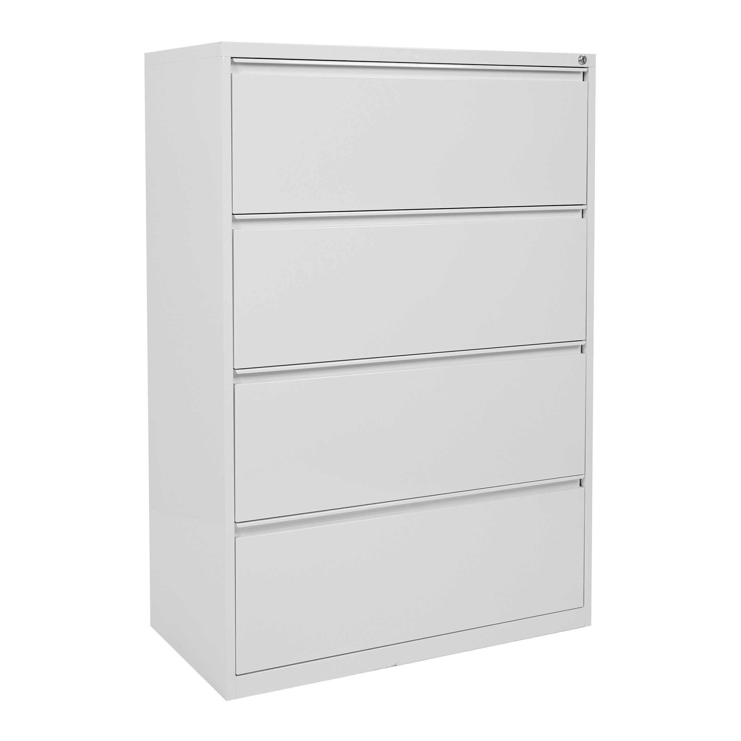 36" Wide 4 Drawer Lateral File With Core-Removeable Lock & Adjustable Glides - White