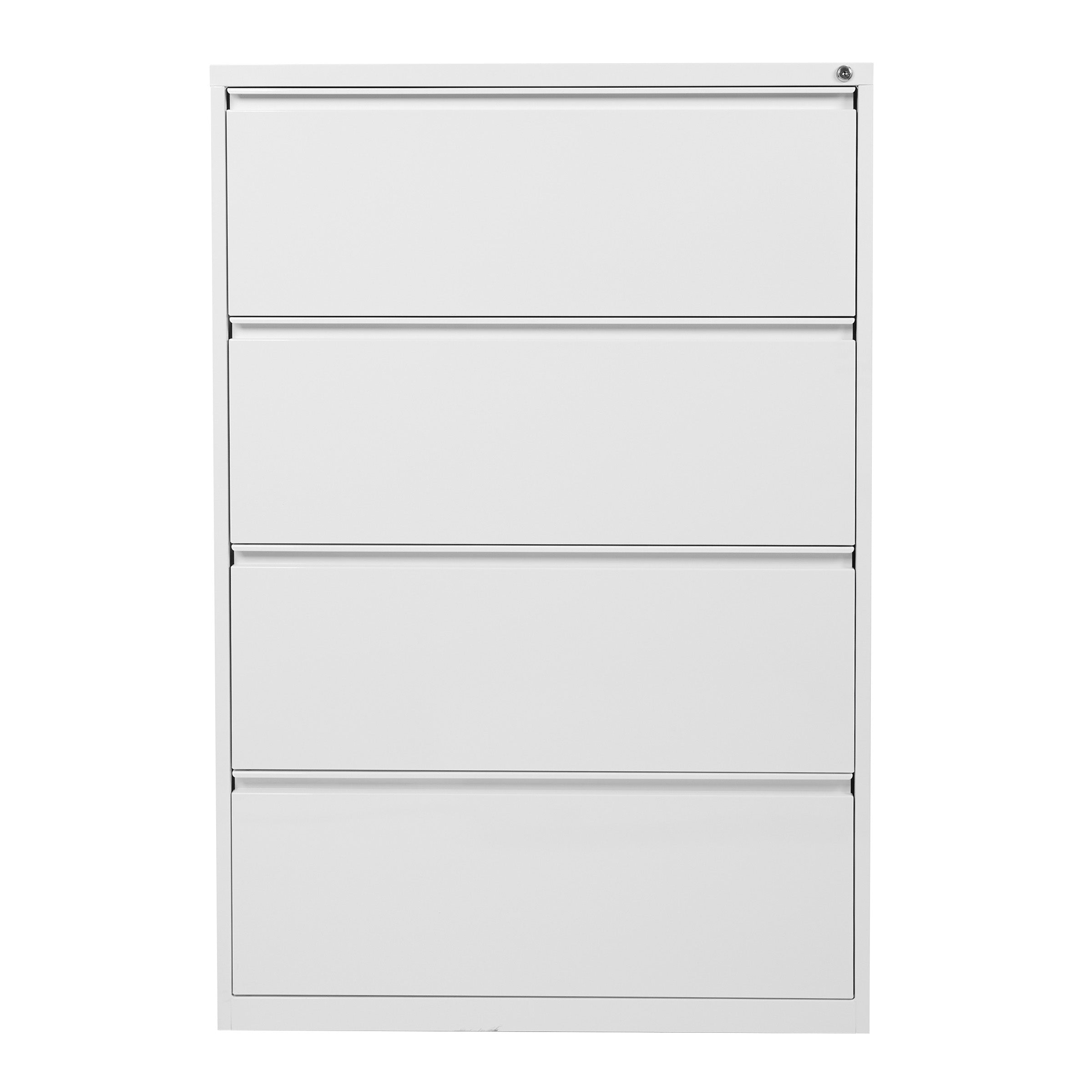 36" Wide 4 Drawer Lateral File With Core-Removeable Lock & Adjustable Glides - White