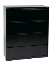 42" Wide 4 Drawer Lateral File With Core-Removeable Lock & Adjustable Glides - Black