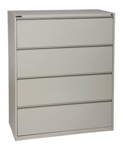 42" Wide 4 Drawer Lateral File With Core-Removeable Lock & Adjustable Glides - Light Grey