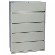 42" Wide 5 Drawer Lateral File With Core-Removeable Lock & Adjustable Glides - Light Grey