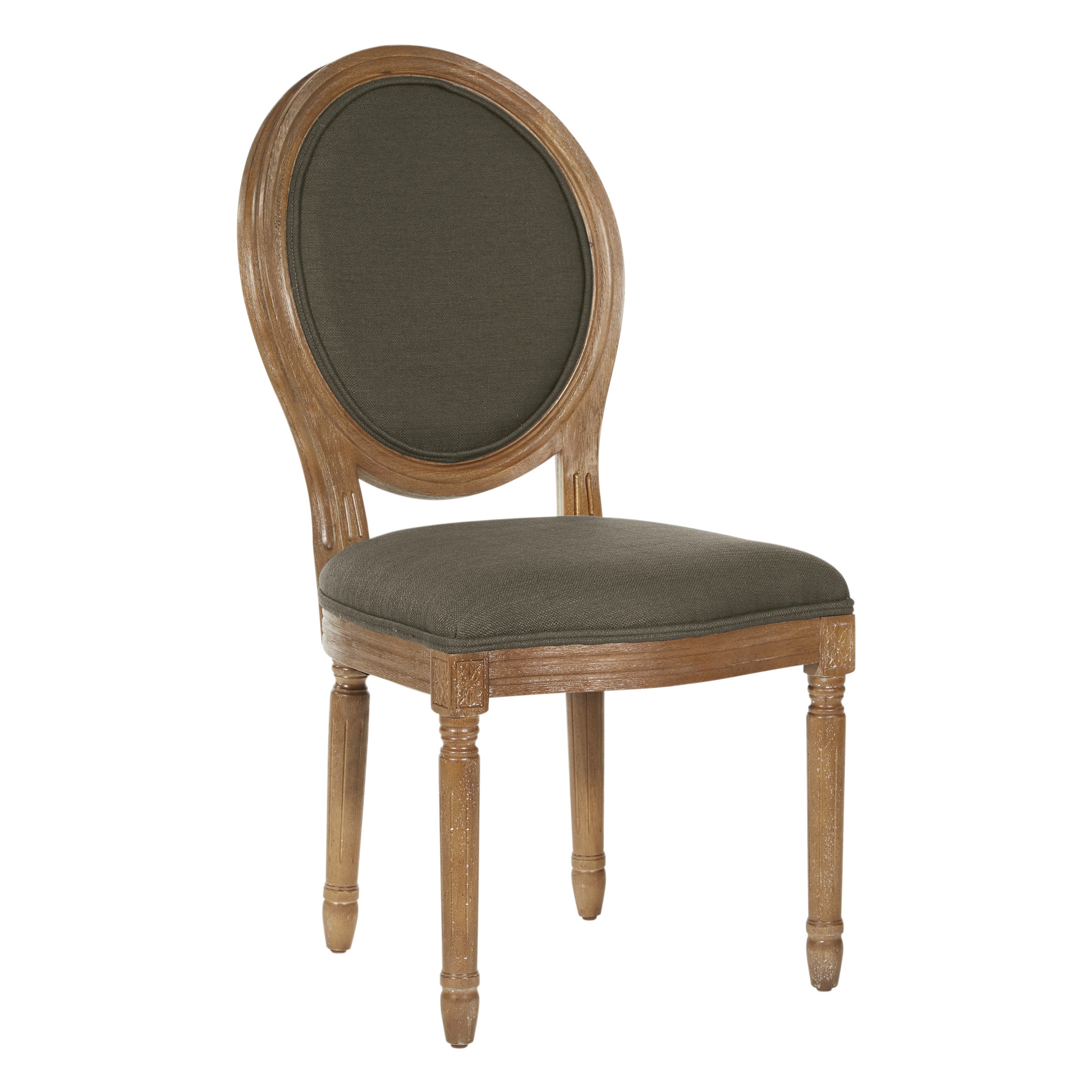 Lillian Oval Back Chair in Klein Otter Fabric with Brushed Frame - 2 CARTONS