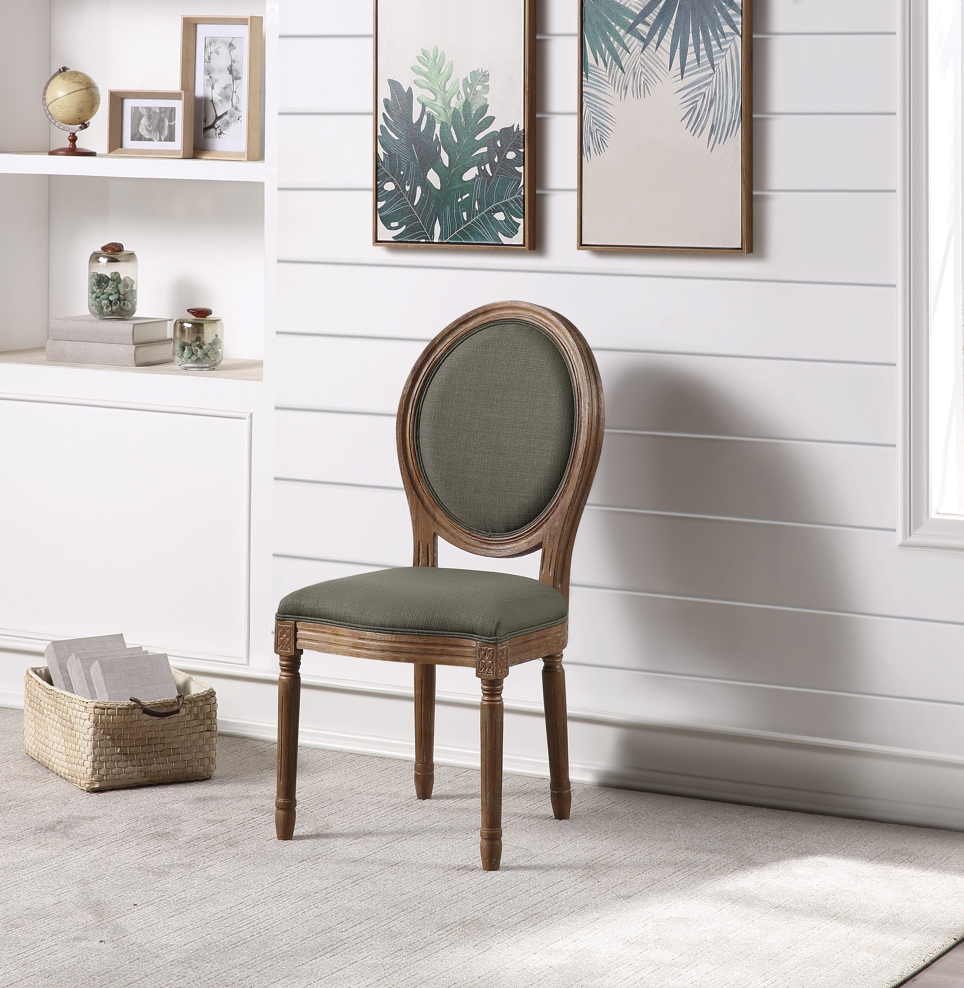 Lillian Oval Back Chair in Klein Otter Fabric with Brushed Frame - 2 CARTONS