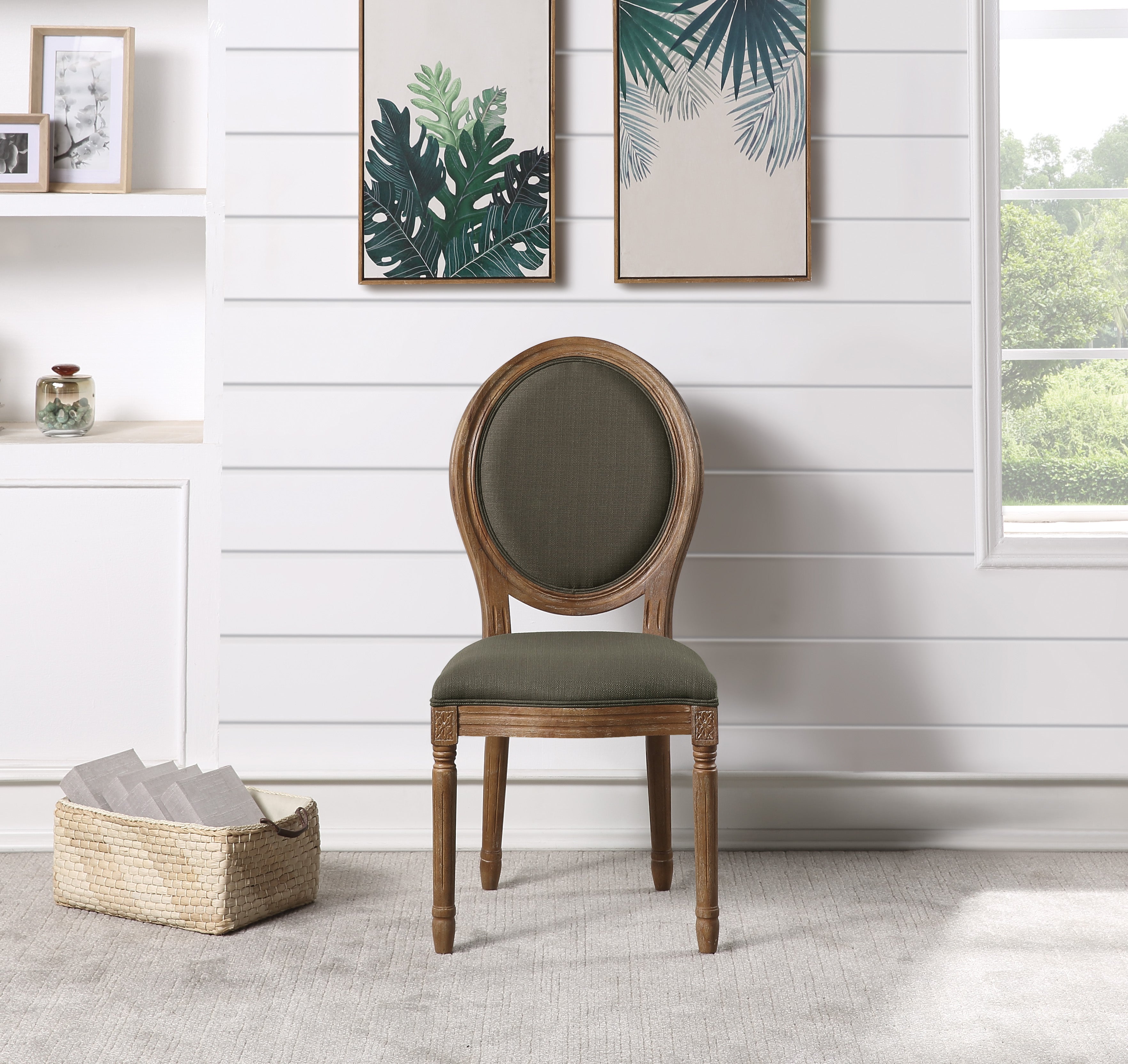 Lillian Oval Back Chair in Klein Otter Fabric with Brushed Frame - 2 CARTONS