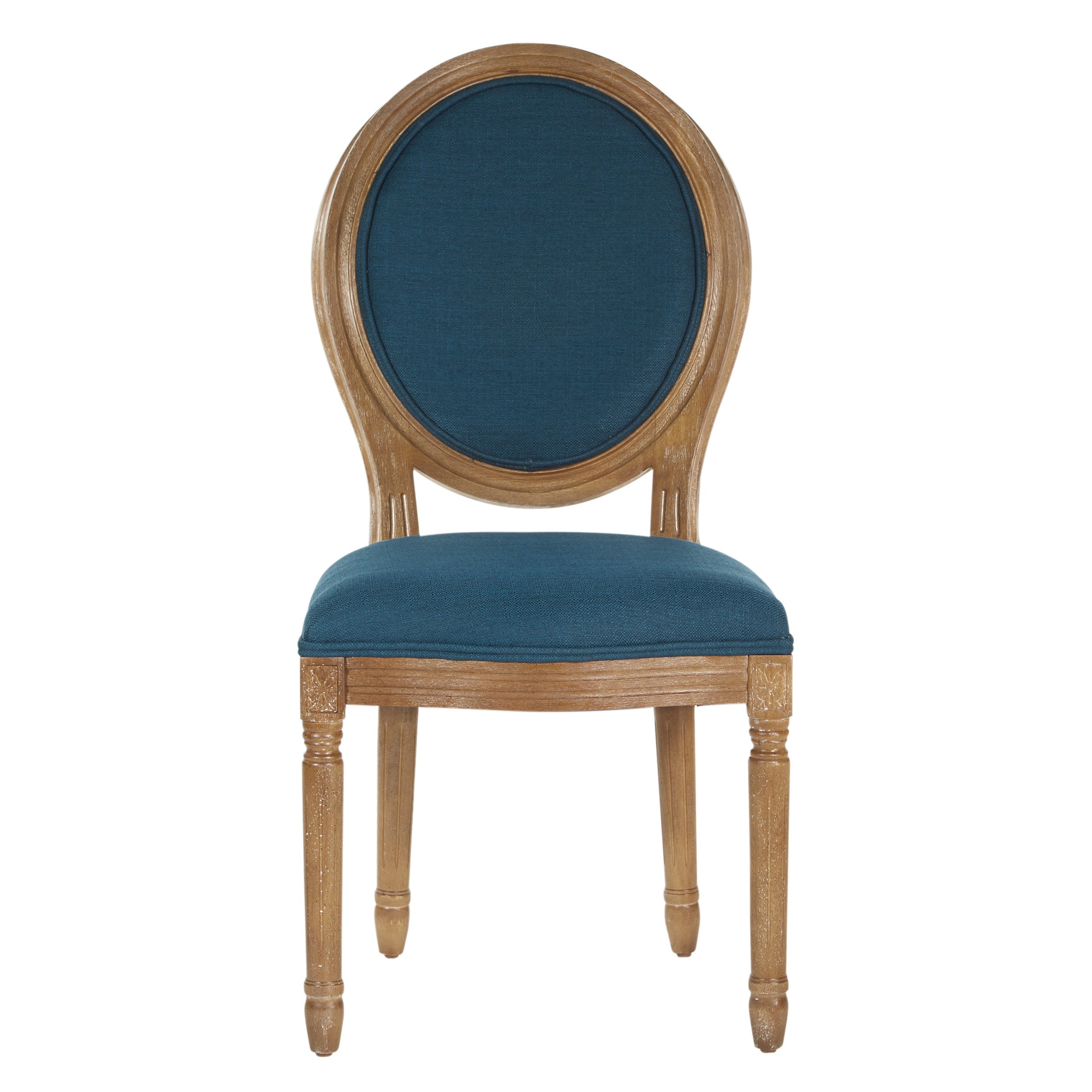 Lillian Oval Back Chair in Klein Azure Fabric with Brushed Frame - 2 CARTONS
