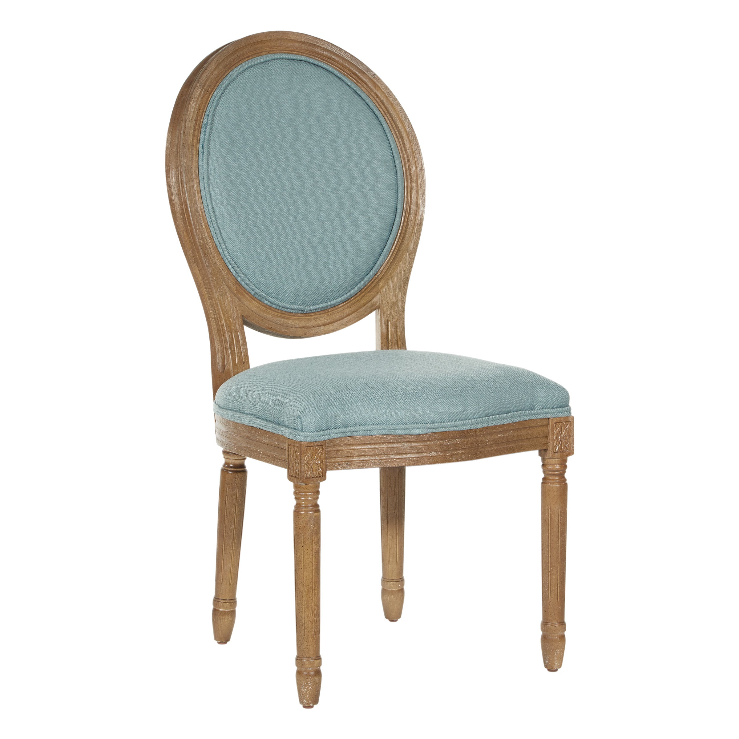 Lillian Oval Back Chair in Klein Sea Fabric with Brushed Frame - 2 CARTONS