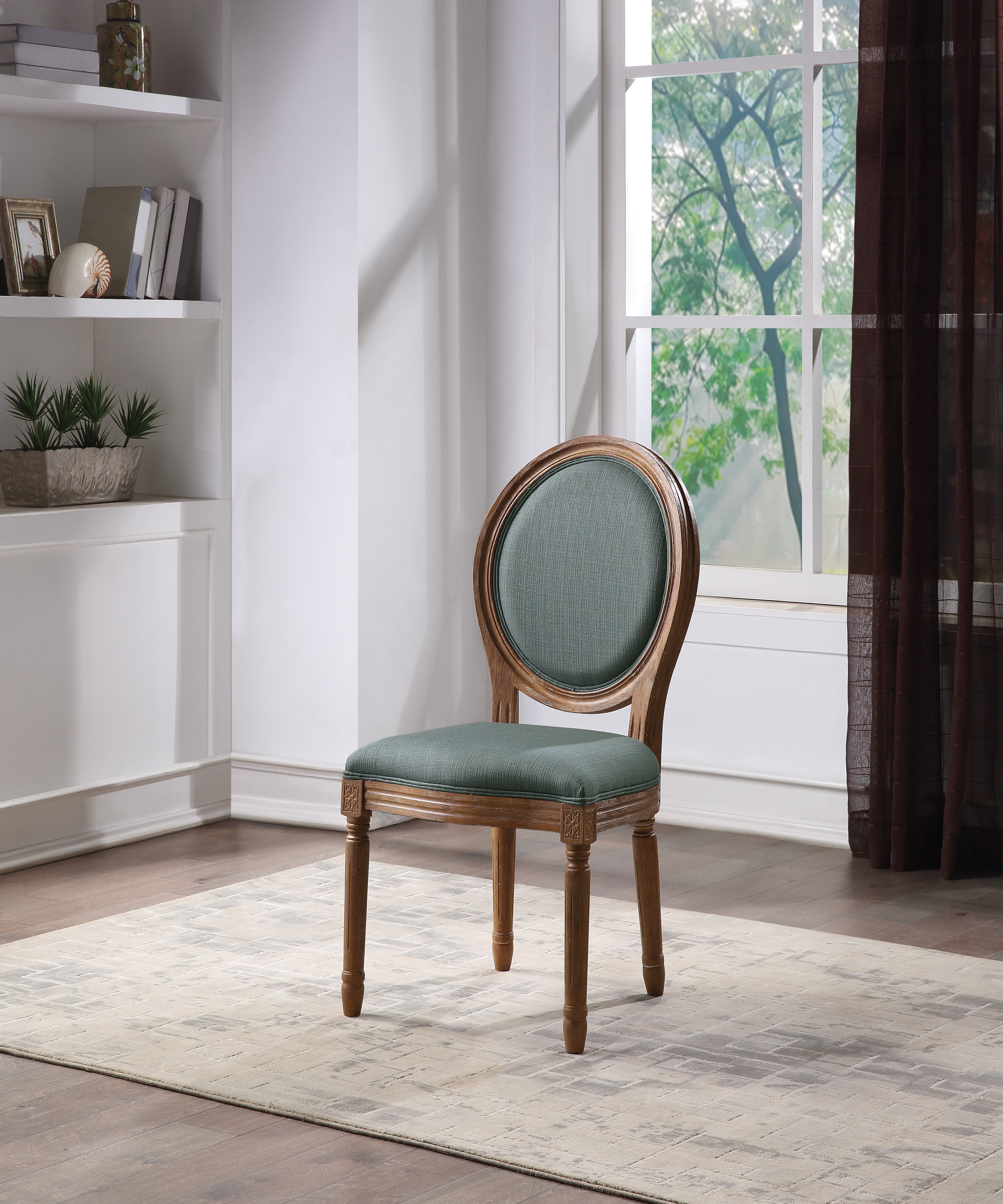 Lillian Oval Back Chair in Klein Sea Fabric with Brushed Frame - 2 CARTONS