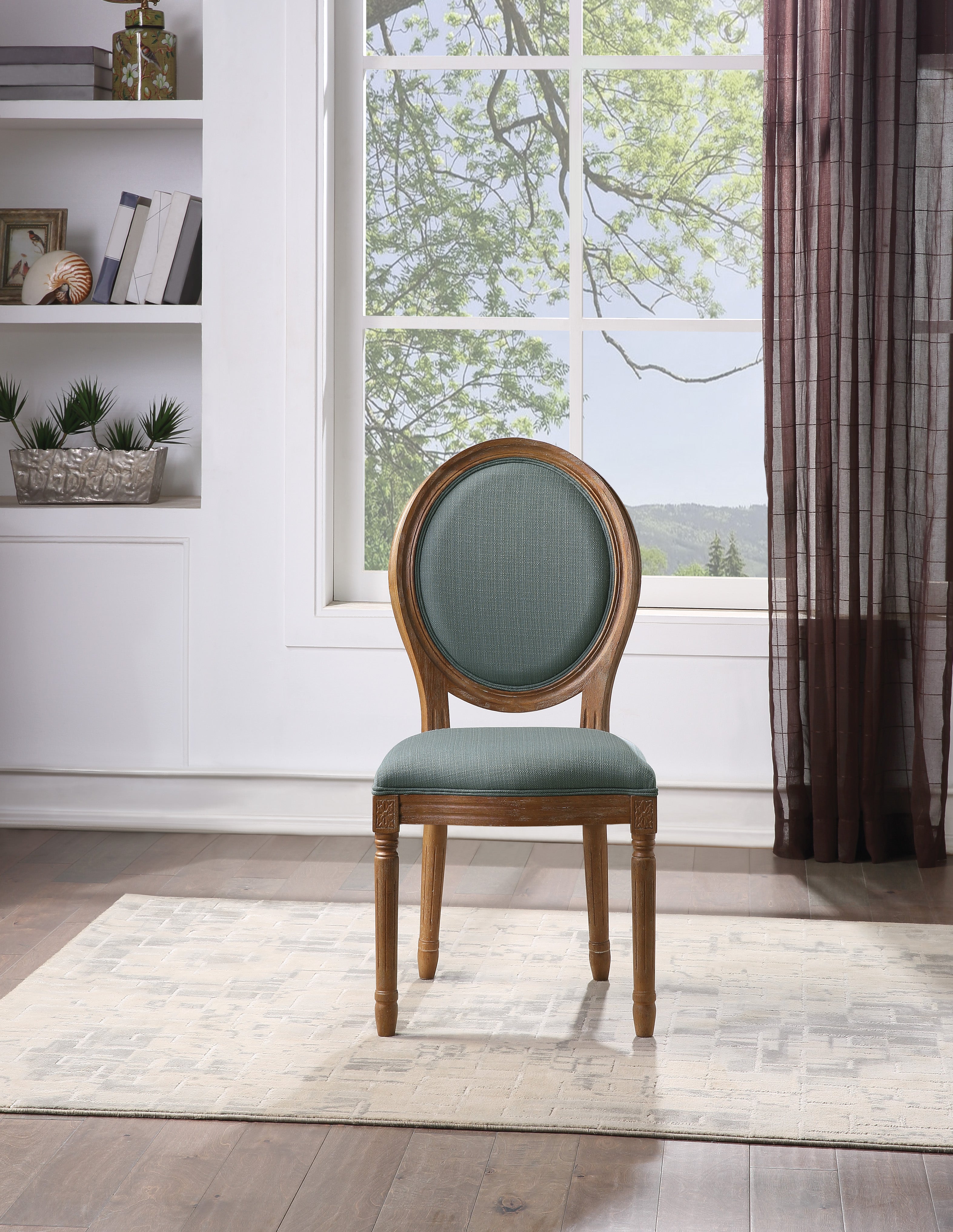 Lillian Oval Back Chair in Klein Sea Fabric with Brushed Frame - 2 CARTONS