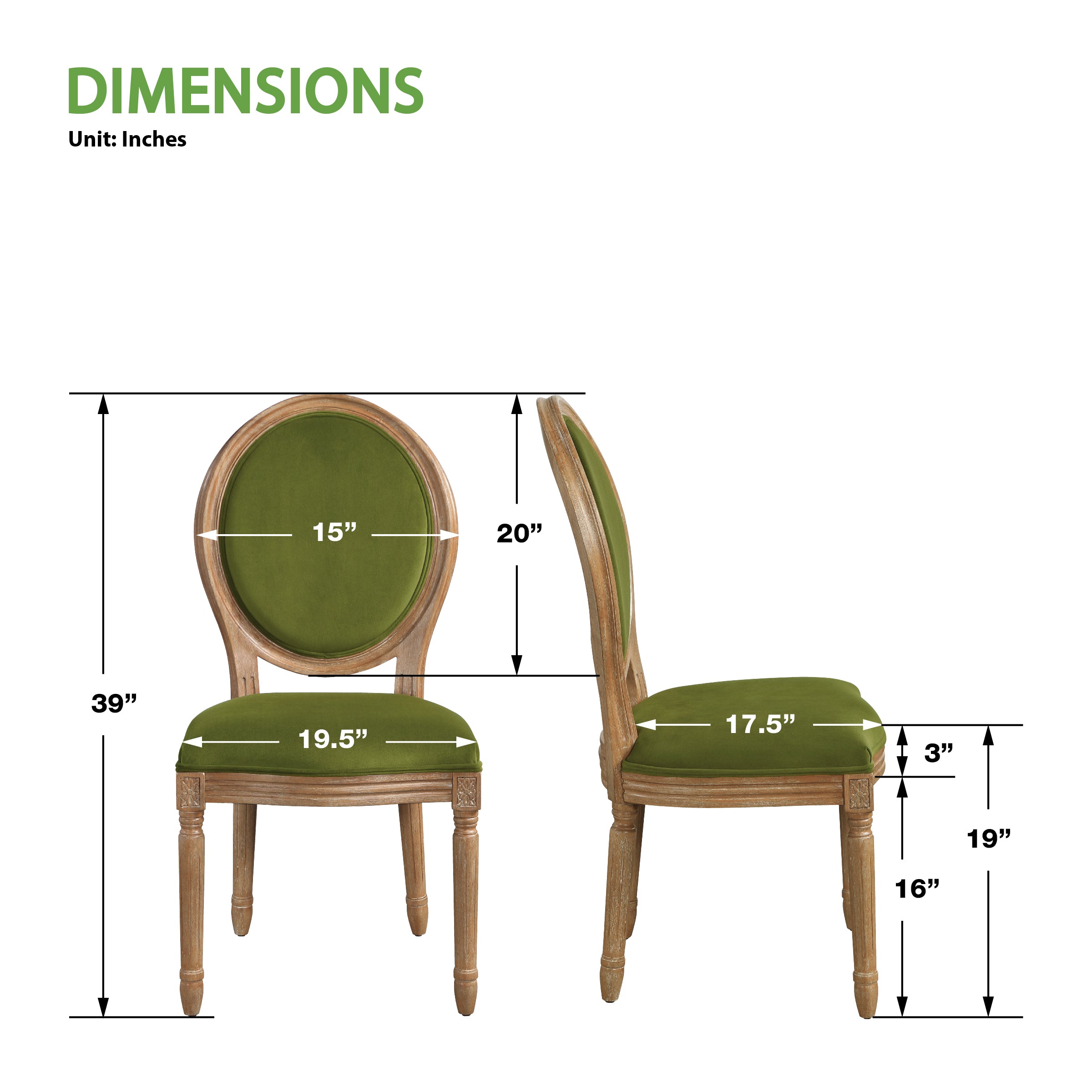 Lillian Oval Back Chair - Moss