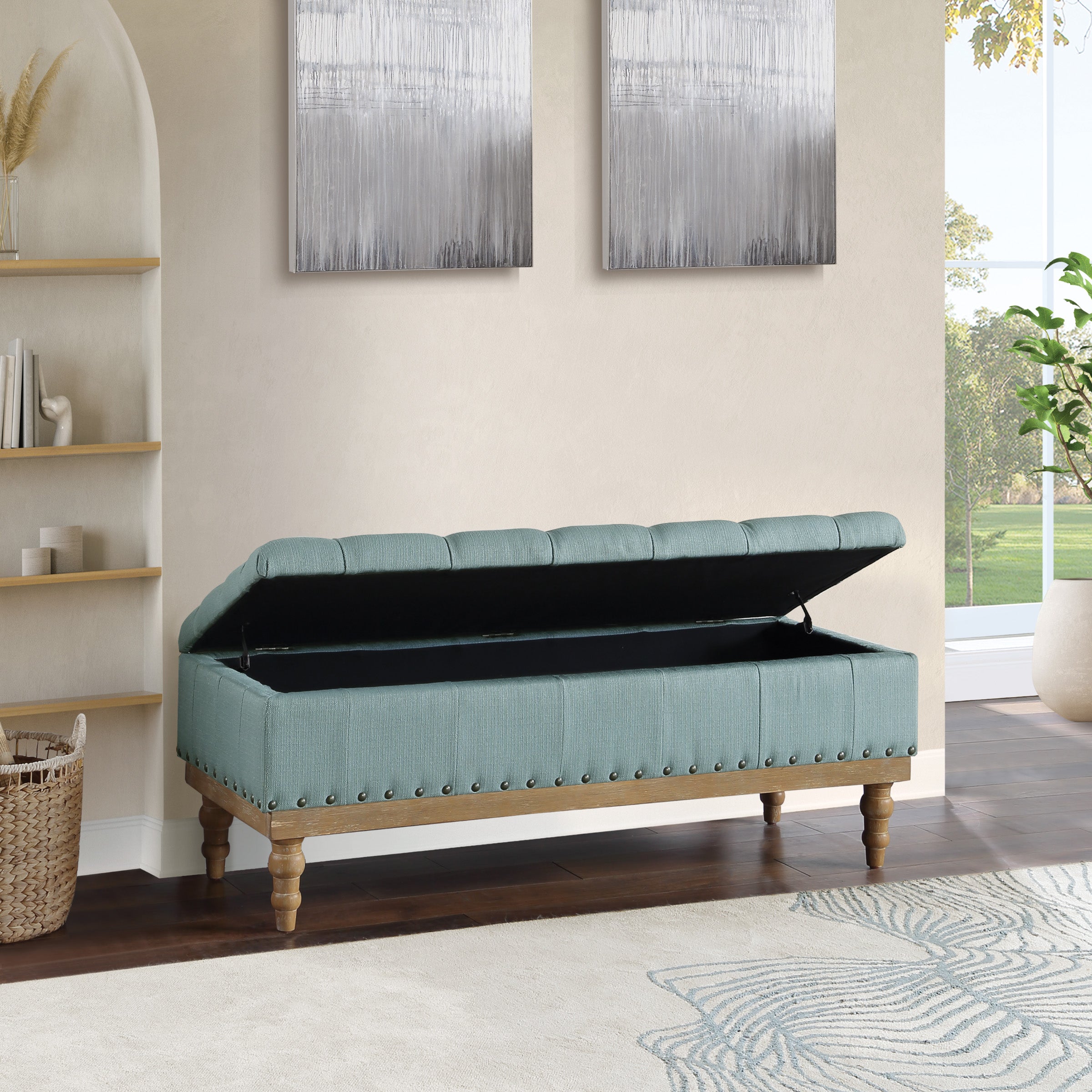 Landis Storage Bench - Sea Blue