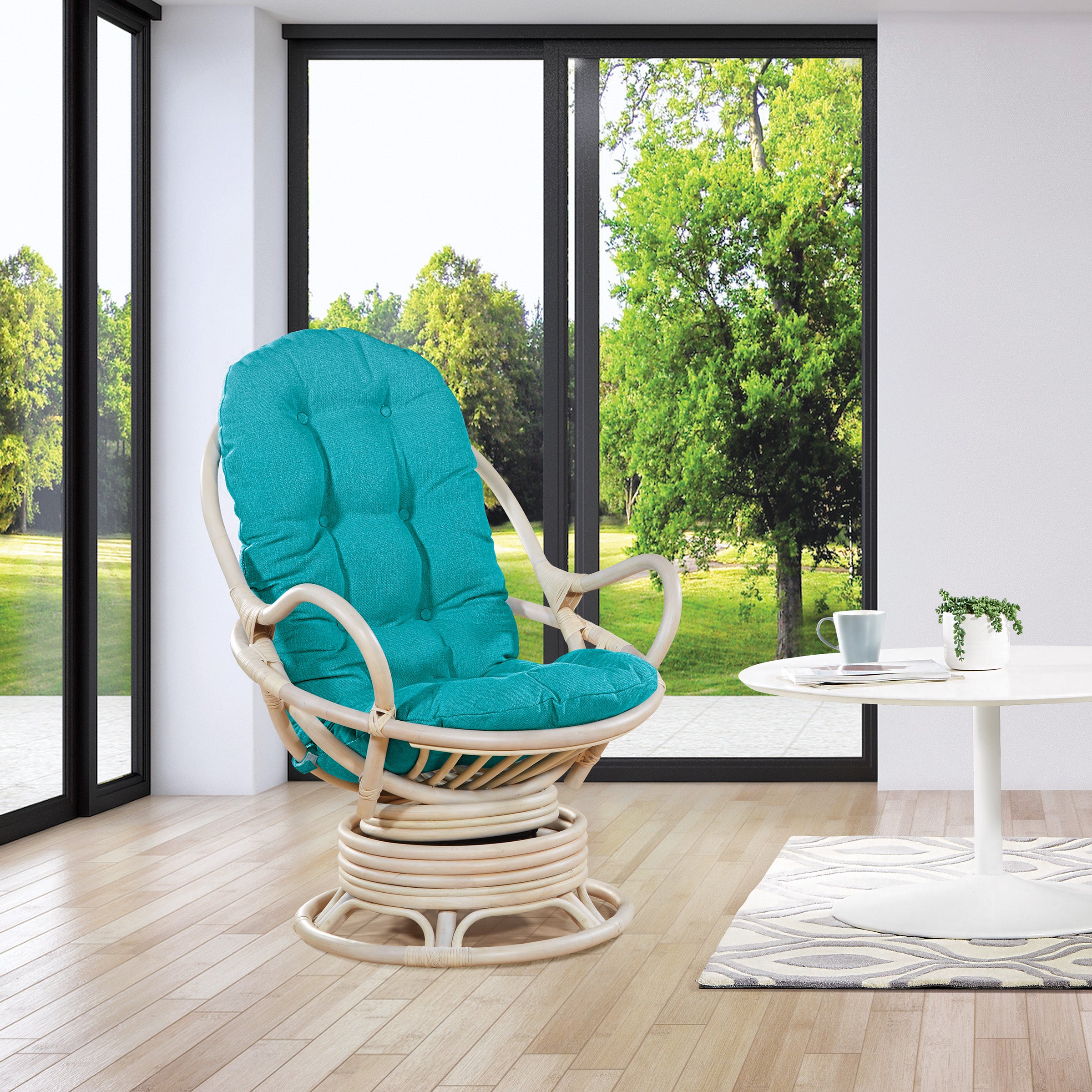 Lanai Rattan Swivel Rocker - Blue