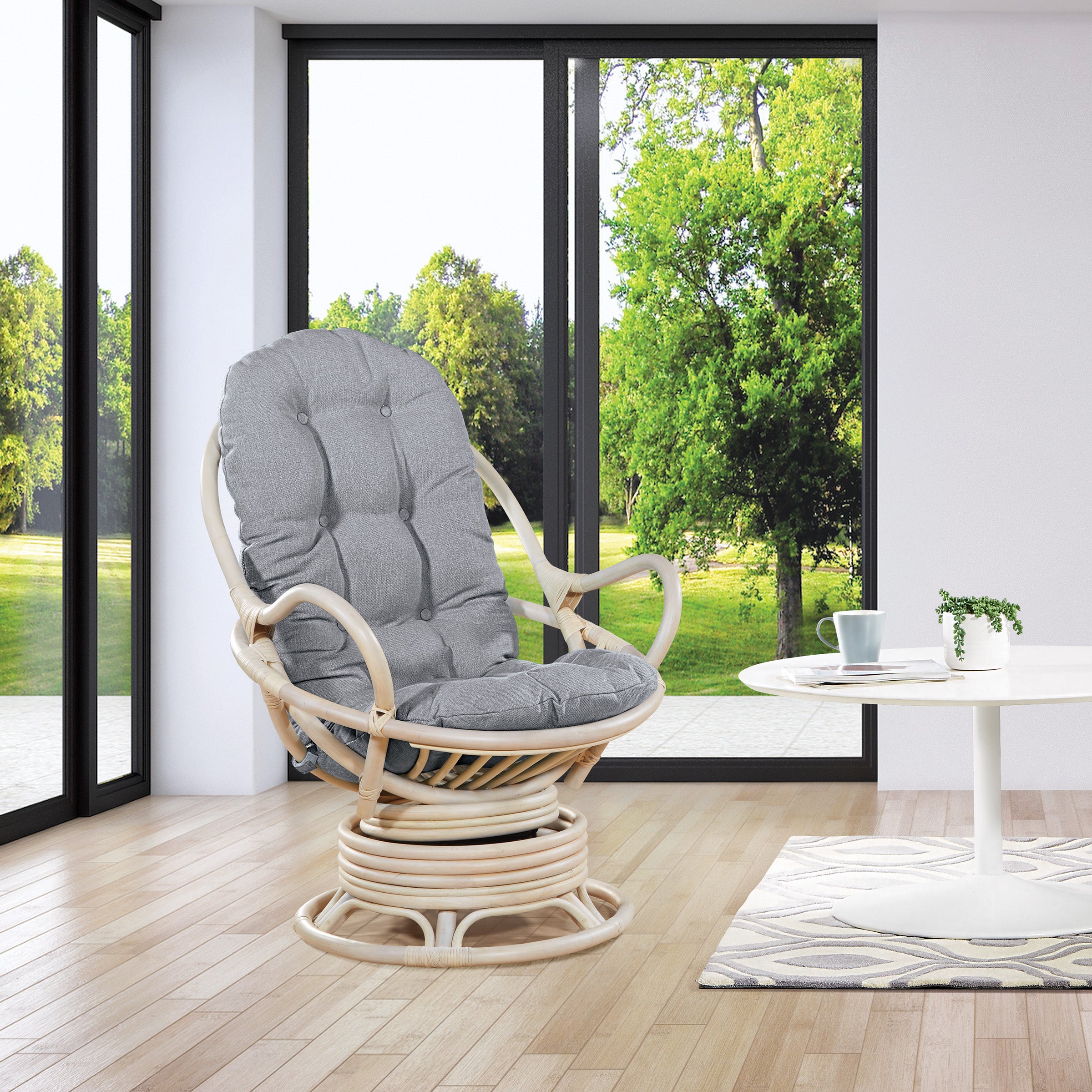 Lanai Rattan Swivel Rocker - Grey